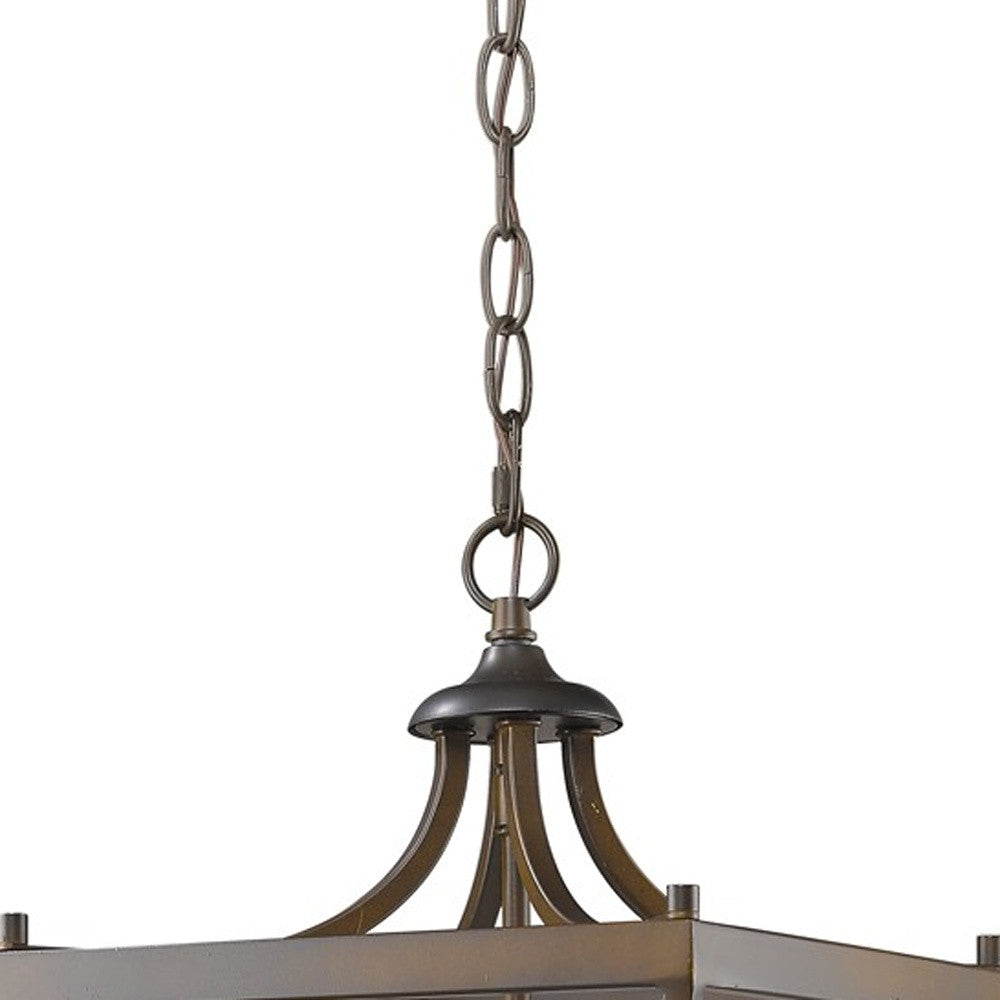 Vintage Brown Metal Tapered Hanging Light-3