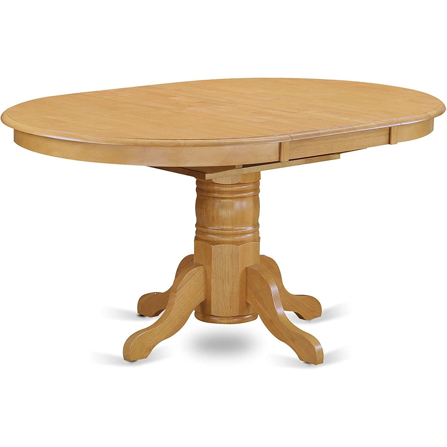 Oak Finish Round Wood Dining Table for Kitchen Dining Room