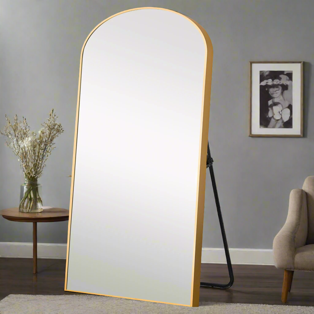 Gold Arched Full-length Standing Mirror