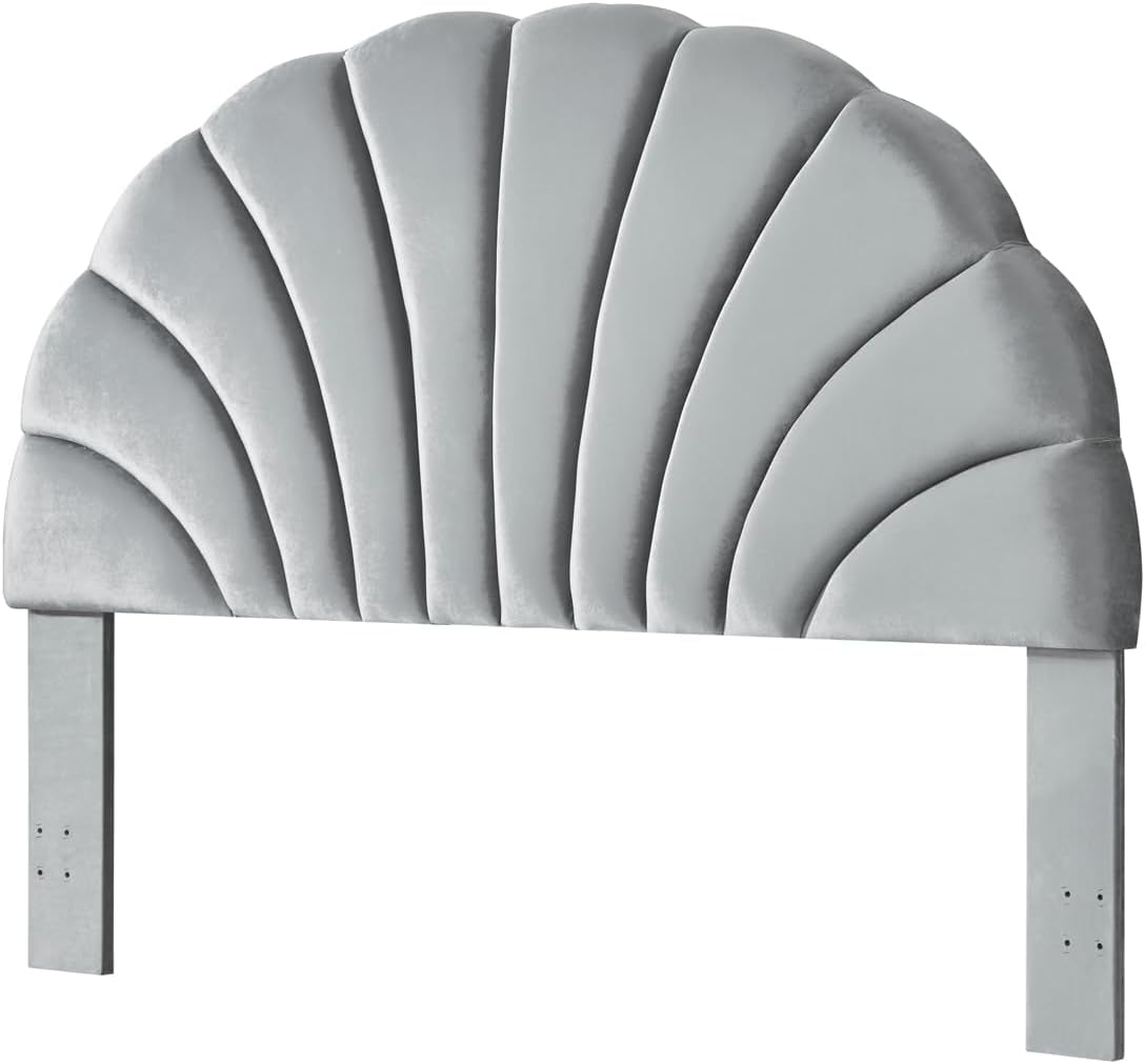 Elegant Crown Design Soft Velvet King Headboard Gray