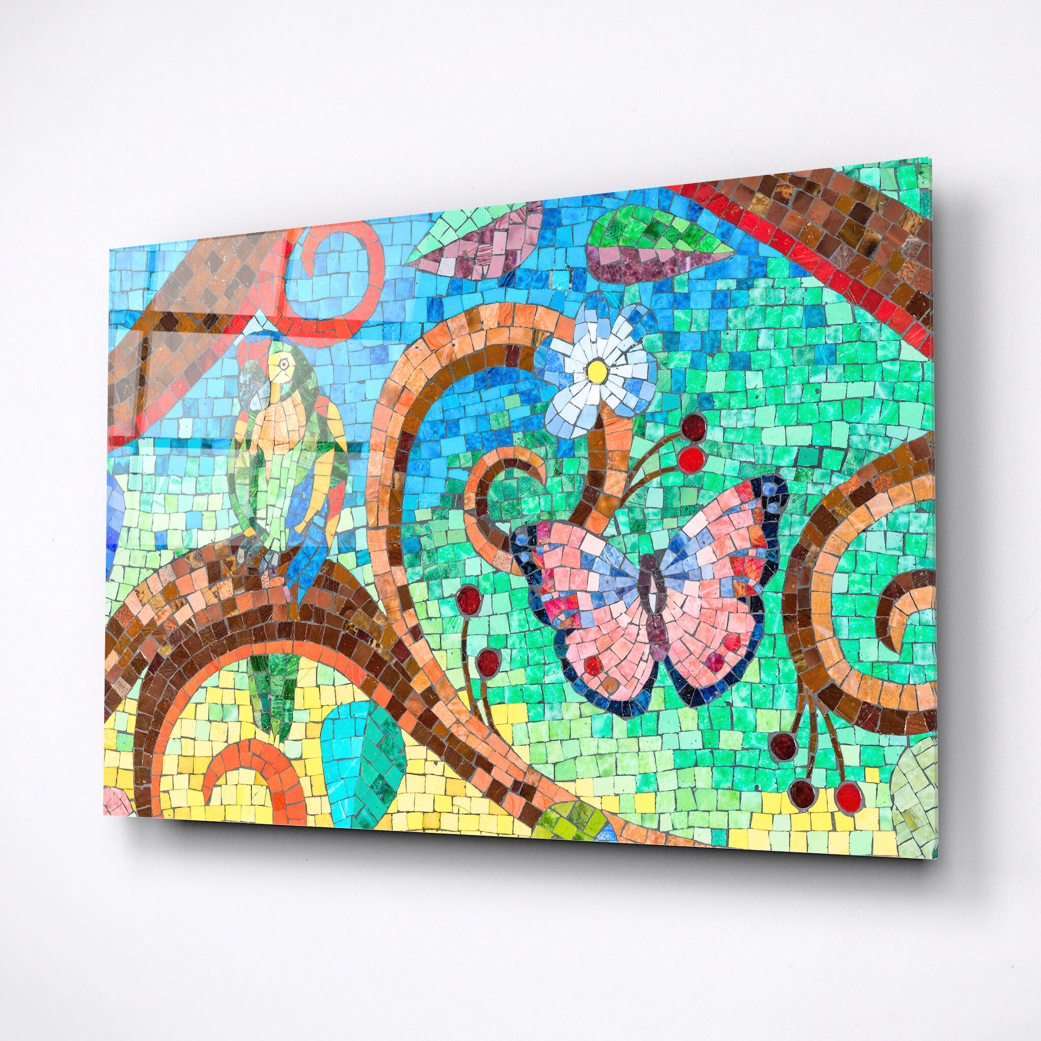 Animal mosaic print, glass wall art