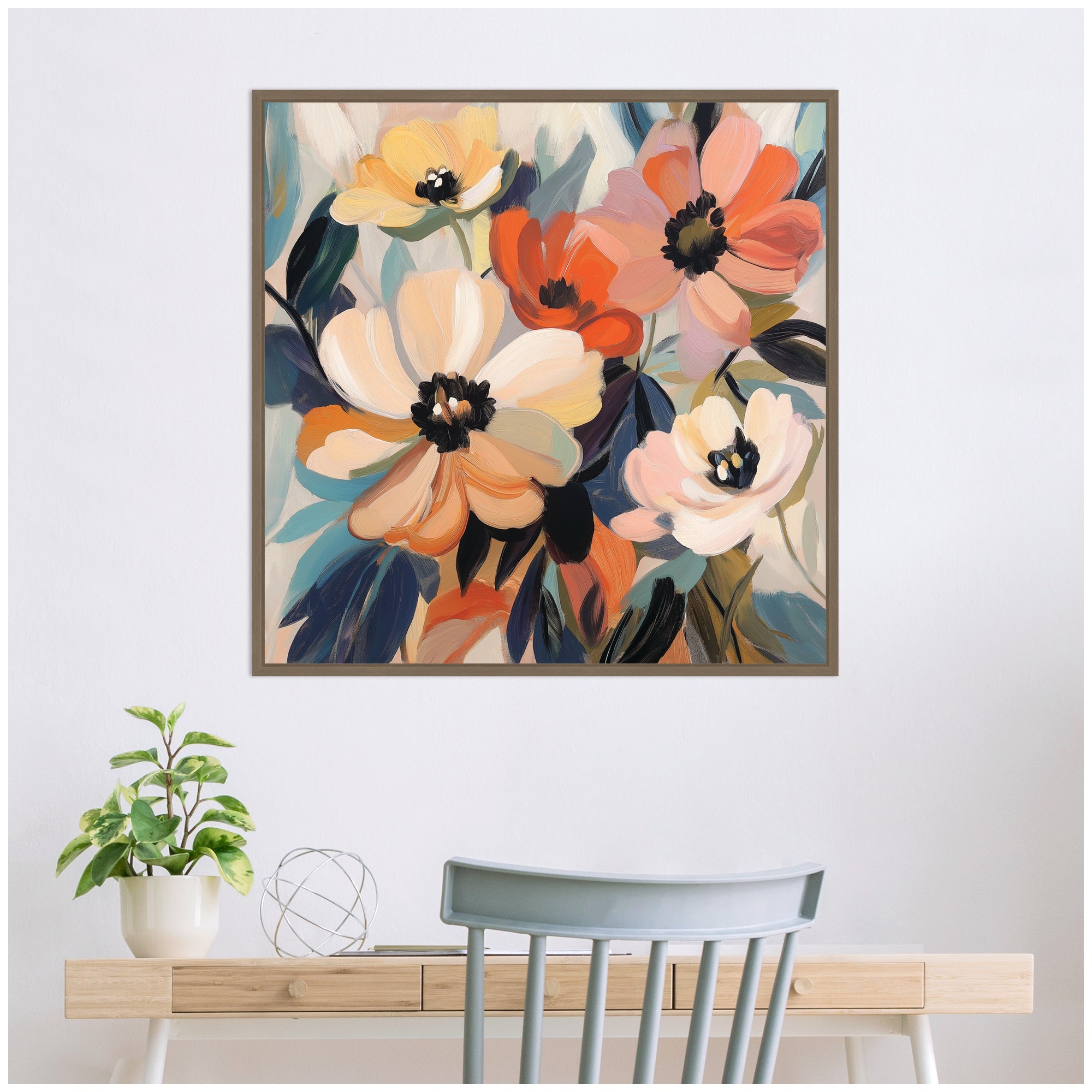 Sylvie Garden Bloom Abstract Bouquet III Framed Canvas by The Creative Bunch Studio