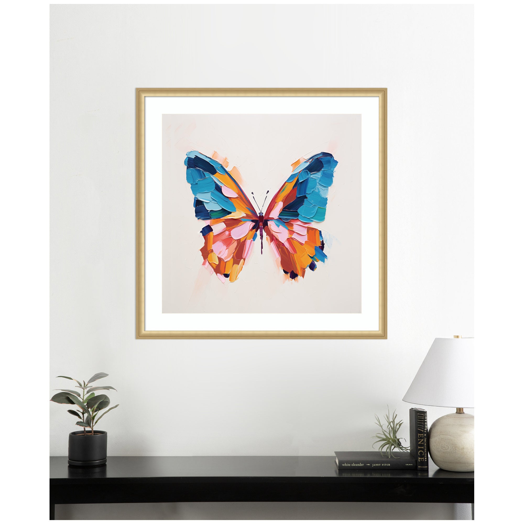 Framed Art Bold Colorful Brush Boho Butterfly by The Creative Bunch Studio