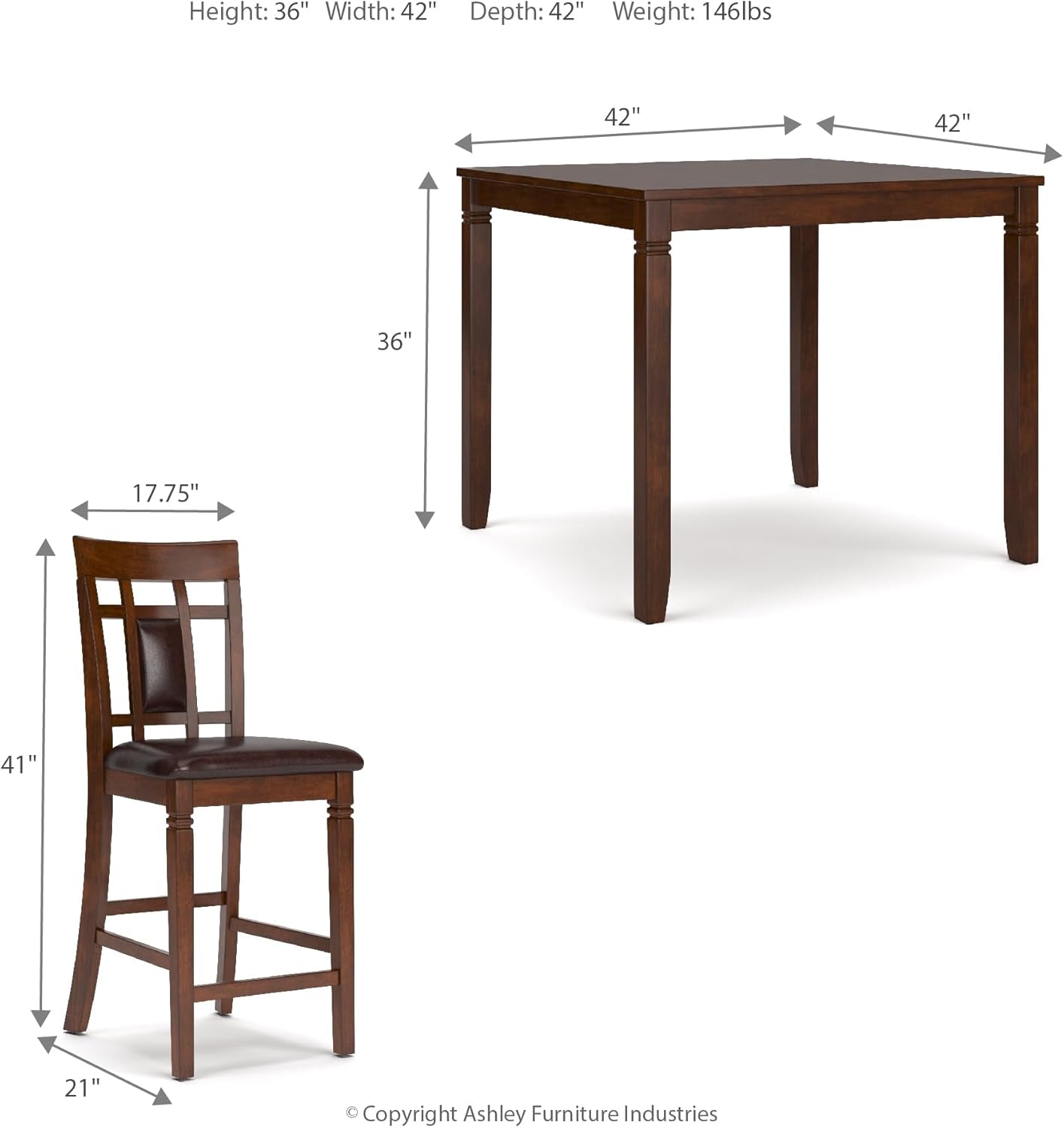 Counter Height Dining Set Brown With Table And 4 Barstools