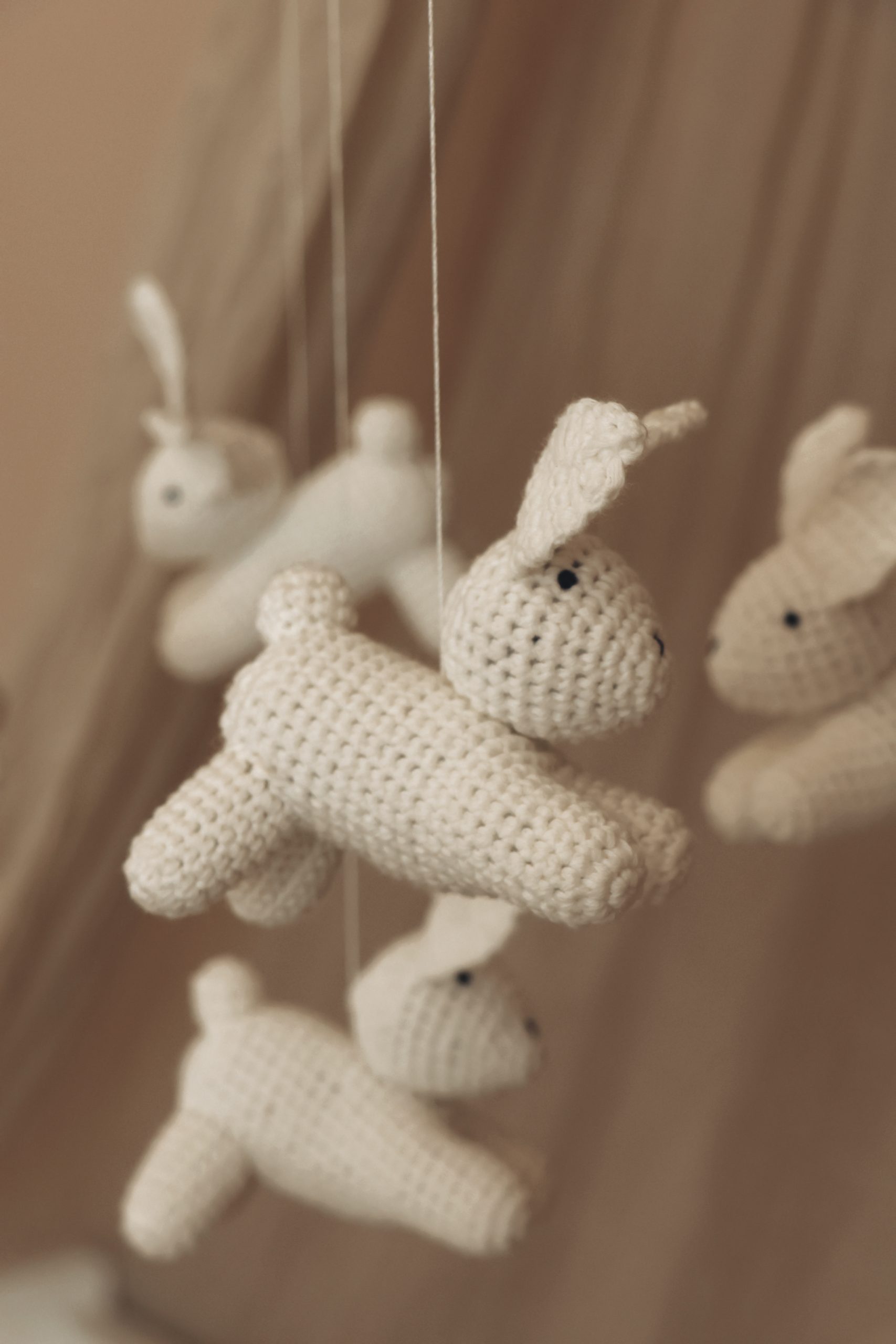 Complete set Handmade Crochet Bunny baby mobile (Mobile + Arm + Box)-3