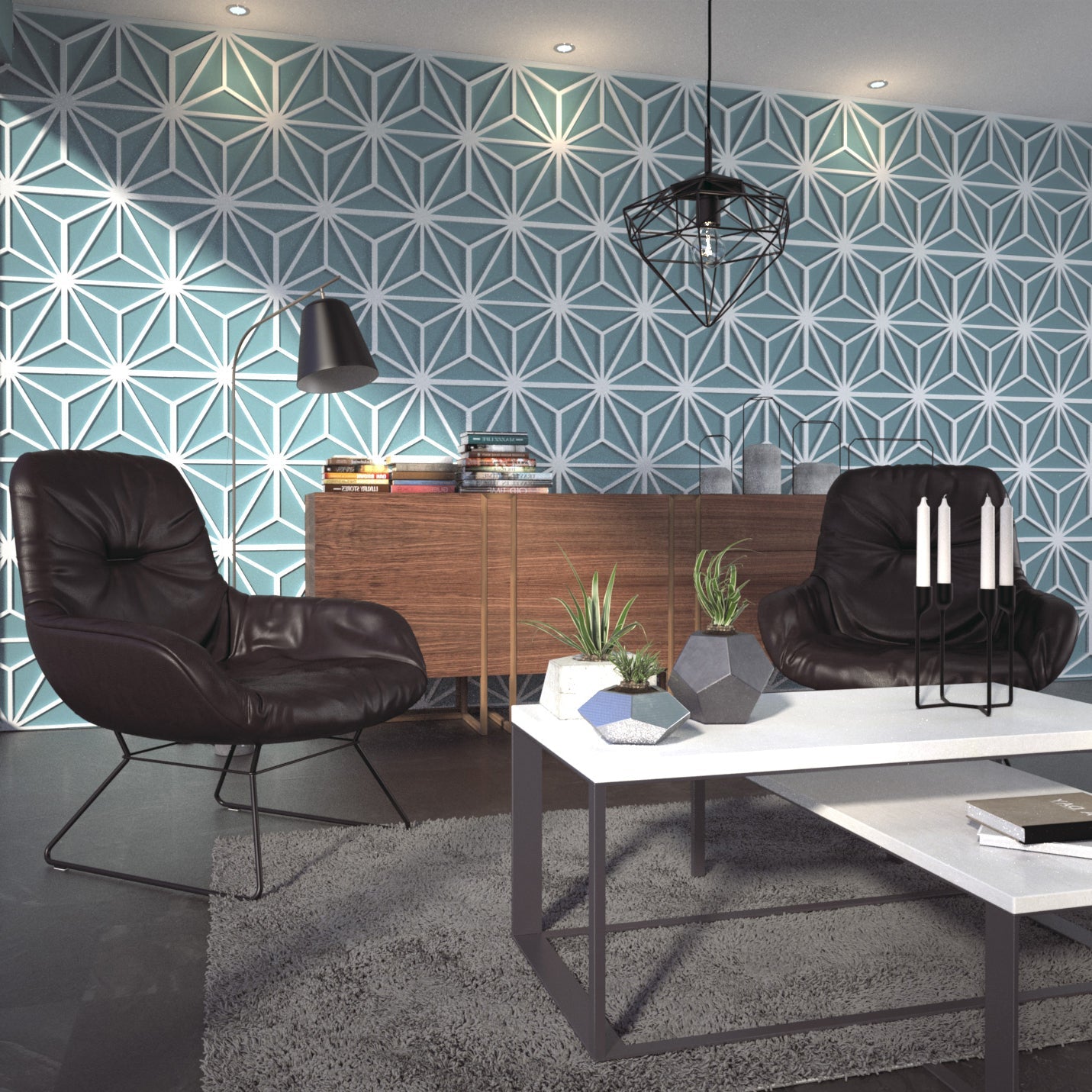 3D Wall Panels Mid Century-0