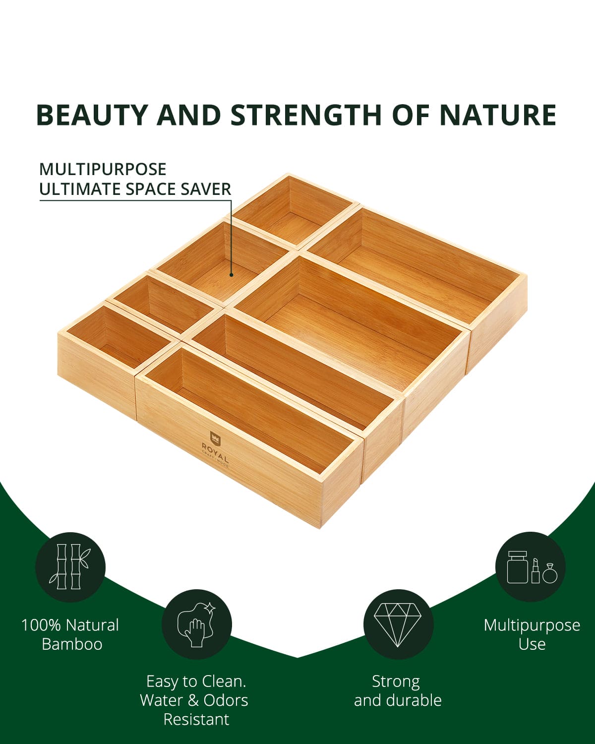 Storage Box Set of 8, Natural