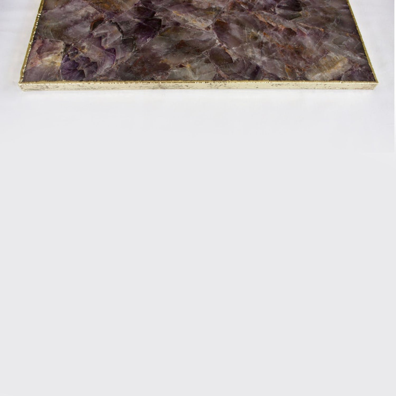 Amethyst Agate Serving Tray With Brass Handles | Square-2