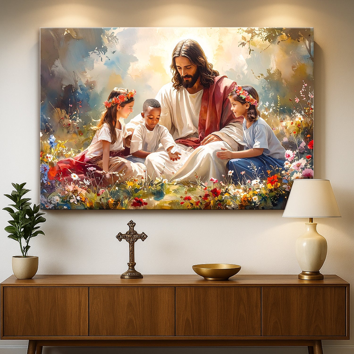 Jesus With Children Faith Wall Art IX