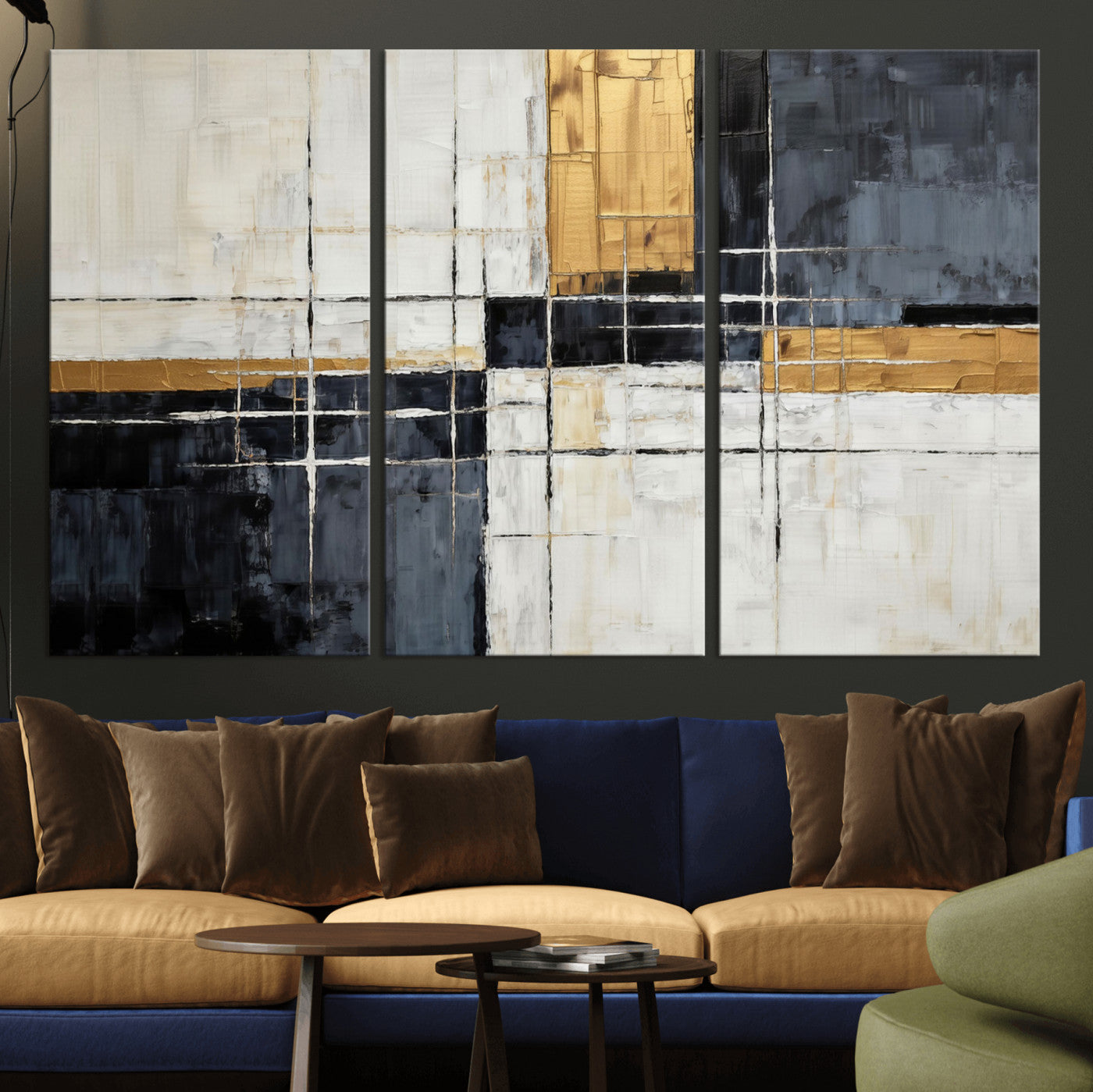 Gold Abstract Wall Art Canvas Print, Modern Luxury Geometric