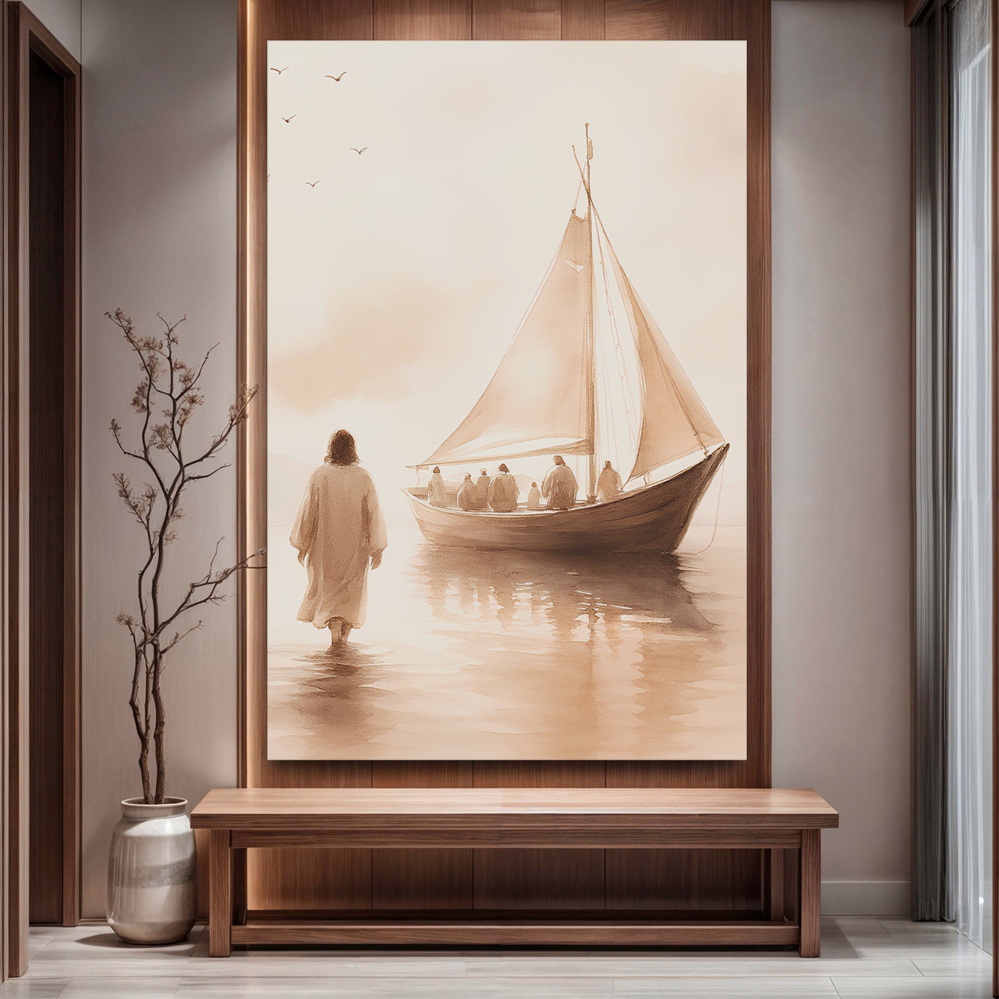 Jesus Christ Walking On Water Faith Wall Art VIII