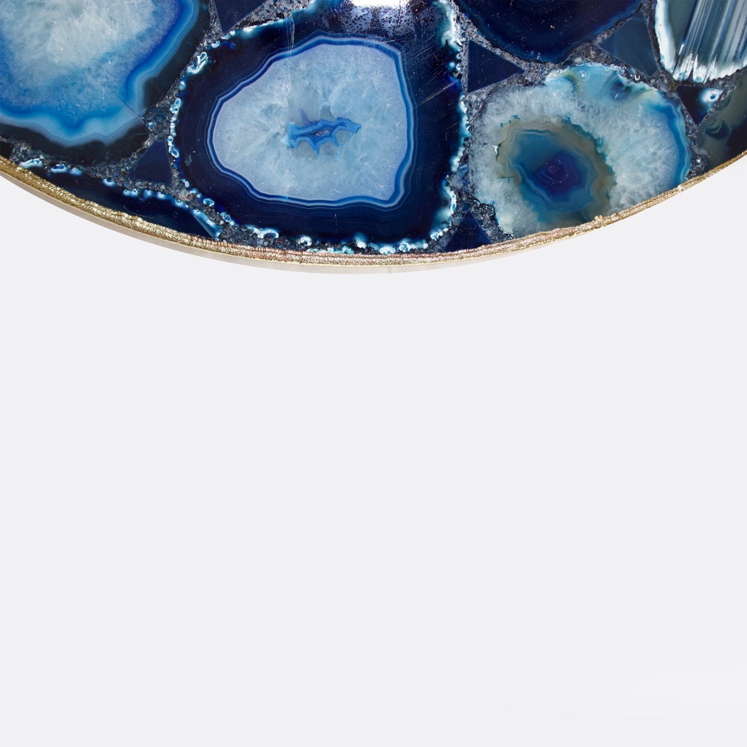 Blue Agate Serving Tray With Brass Handles | Circular-3