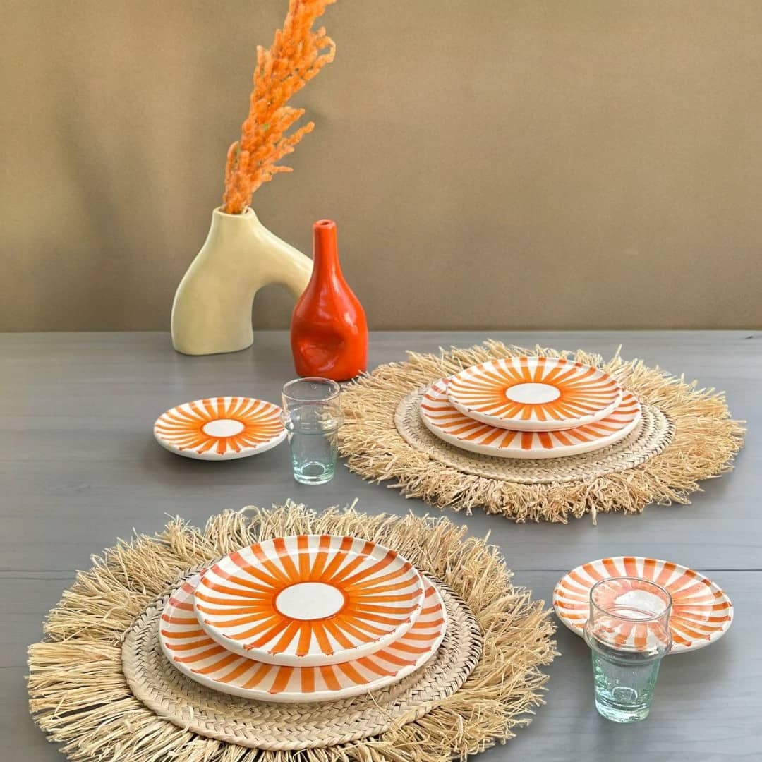 Orange Sun Plate Set - Vibrant Dinnerware for Summer Dining-2