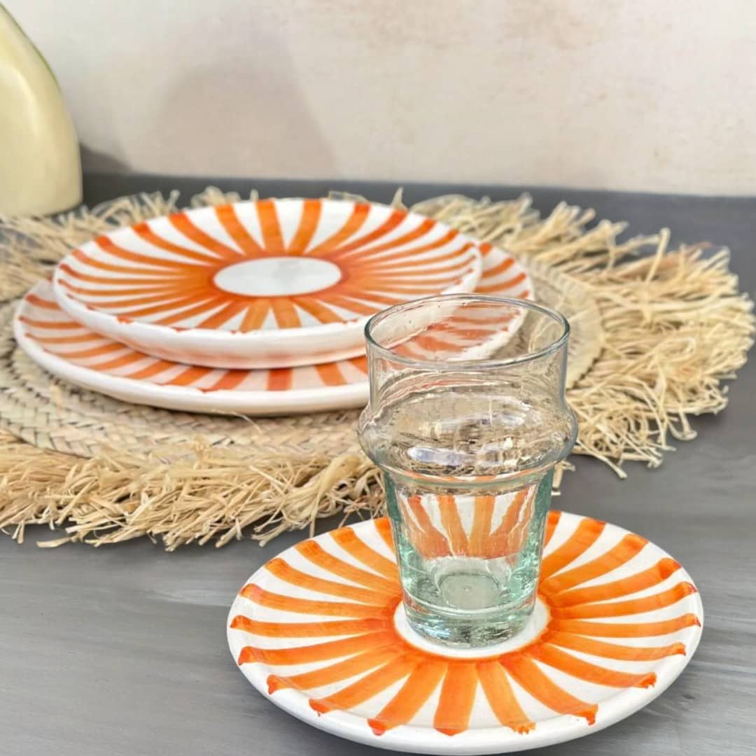 Orange Sun Plate Set - Vibrant Dinnerware for Summer Dining-3