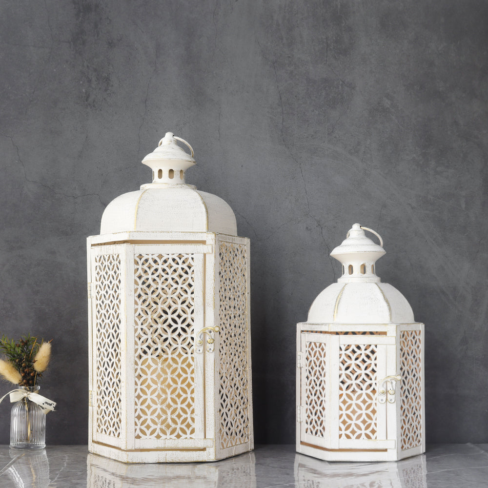 15"&11''H Outdoor Candle Lanterns Rustic Decorative Lanterns-0