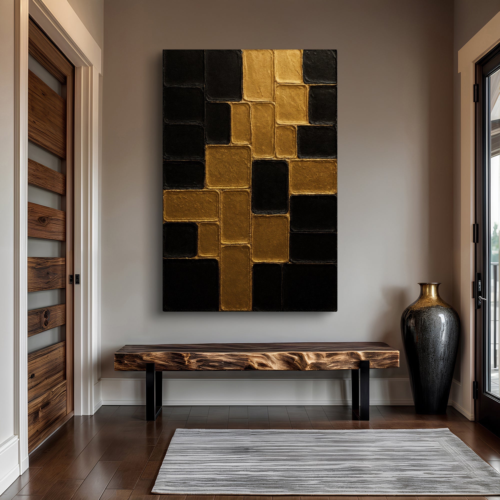 Contemporary Black and Gold Wall Art II
