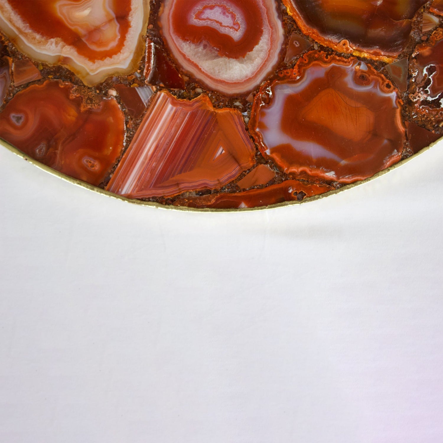 Red Agate Serving Tray With Brass Handles | Circular-2