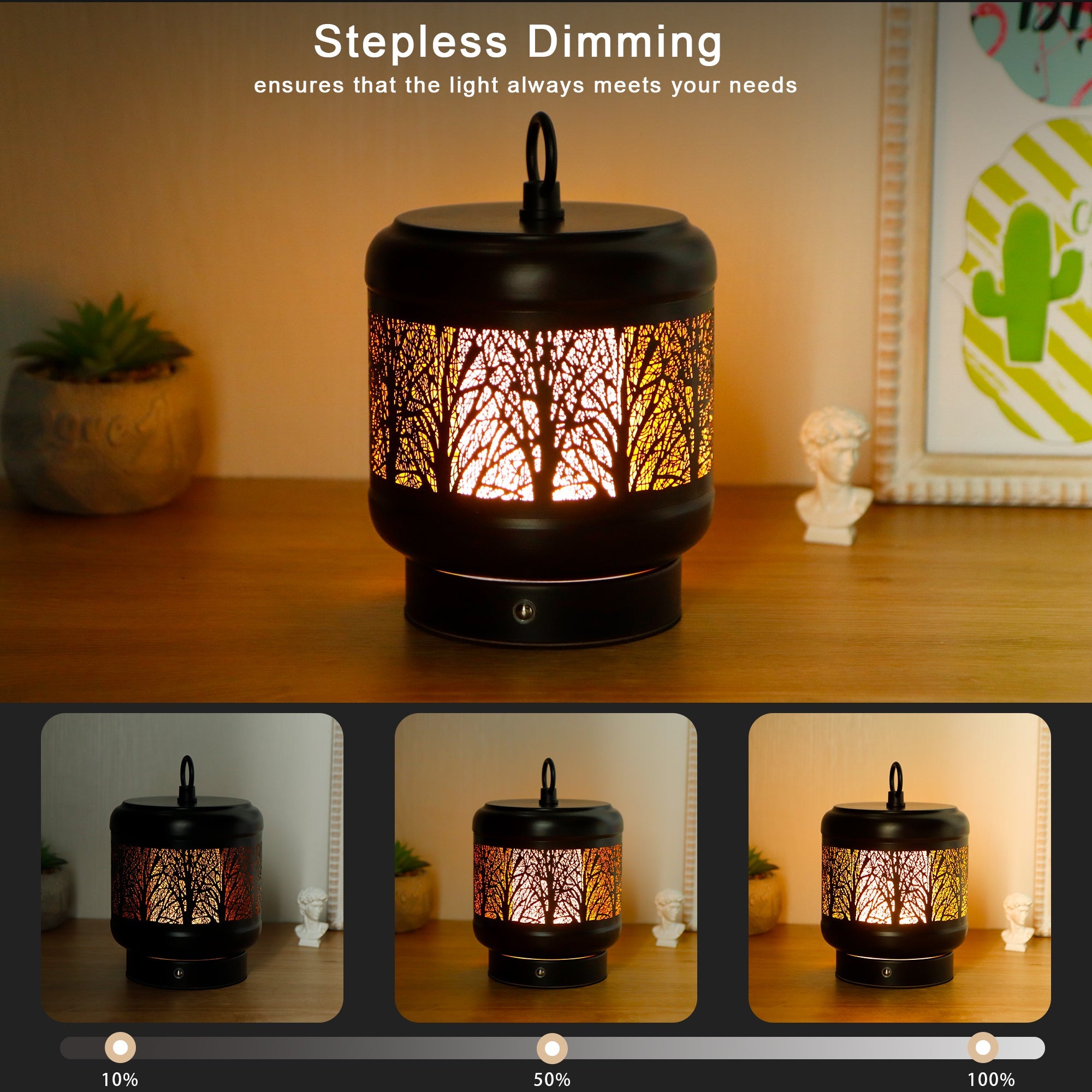 TRIROCKS Cordless Table Lamp Rechargeable Battery Operated Ambient Lighting with Cozy Lights, 3-Step Touch Dimmable LED Amber Light for Bar,Coffee Table, Patio,Camping-3