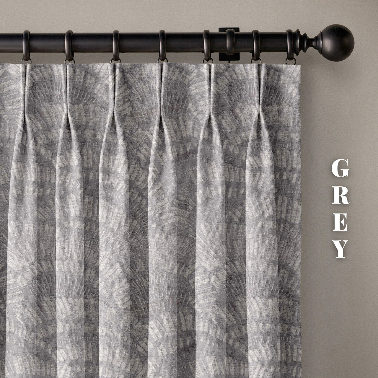 Textured Linen Curtains with Boho Pattern | 4 Colours | Pinch Pleated | Size & Liner Options-1