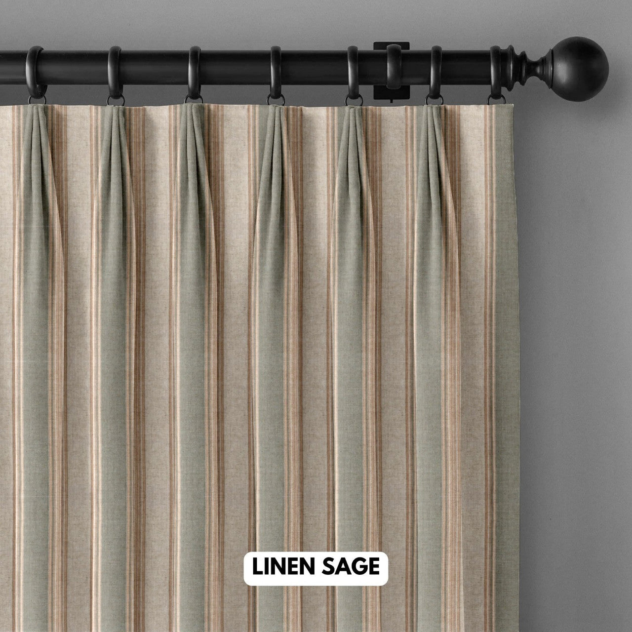 Farmhouse Stripe Linen Curtains | Pinch Pleats & Euro Pleats | Standard & Made to Measure Sizing | Light Filtering or Blackout-2
