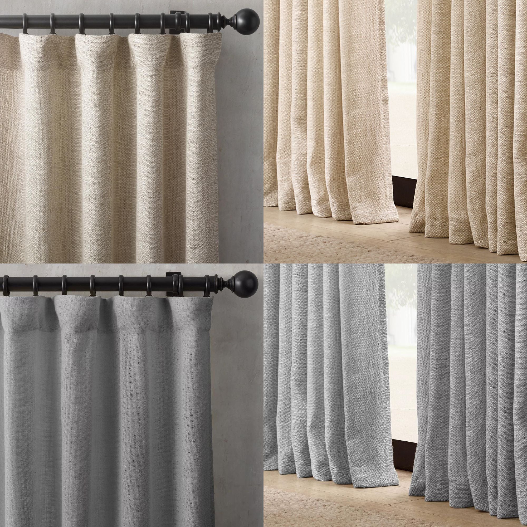 Organic Belgian Basketweave Linen Curtains | Blackout or Light Filtering | Custom Sizes Available-1