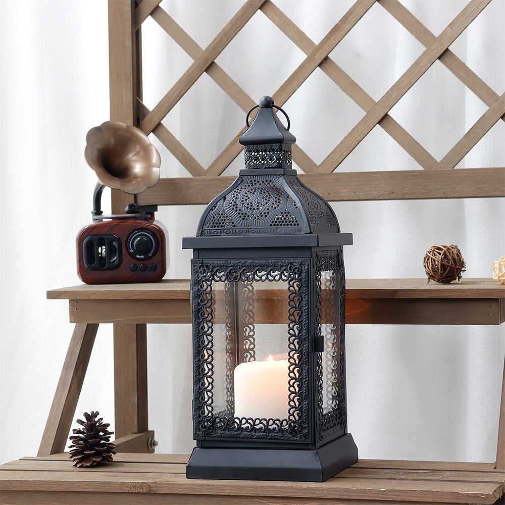 13'' High Rustic Style Metal Candle Lantern-0