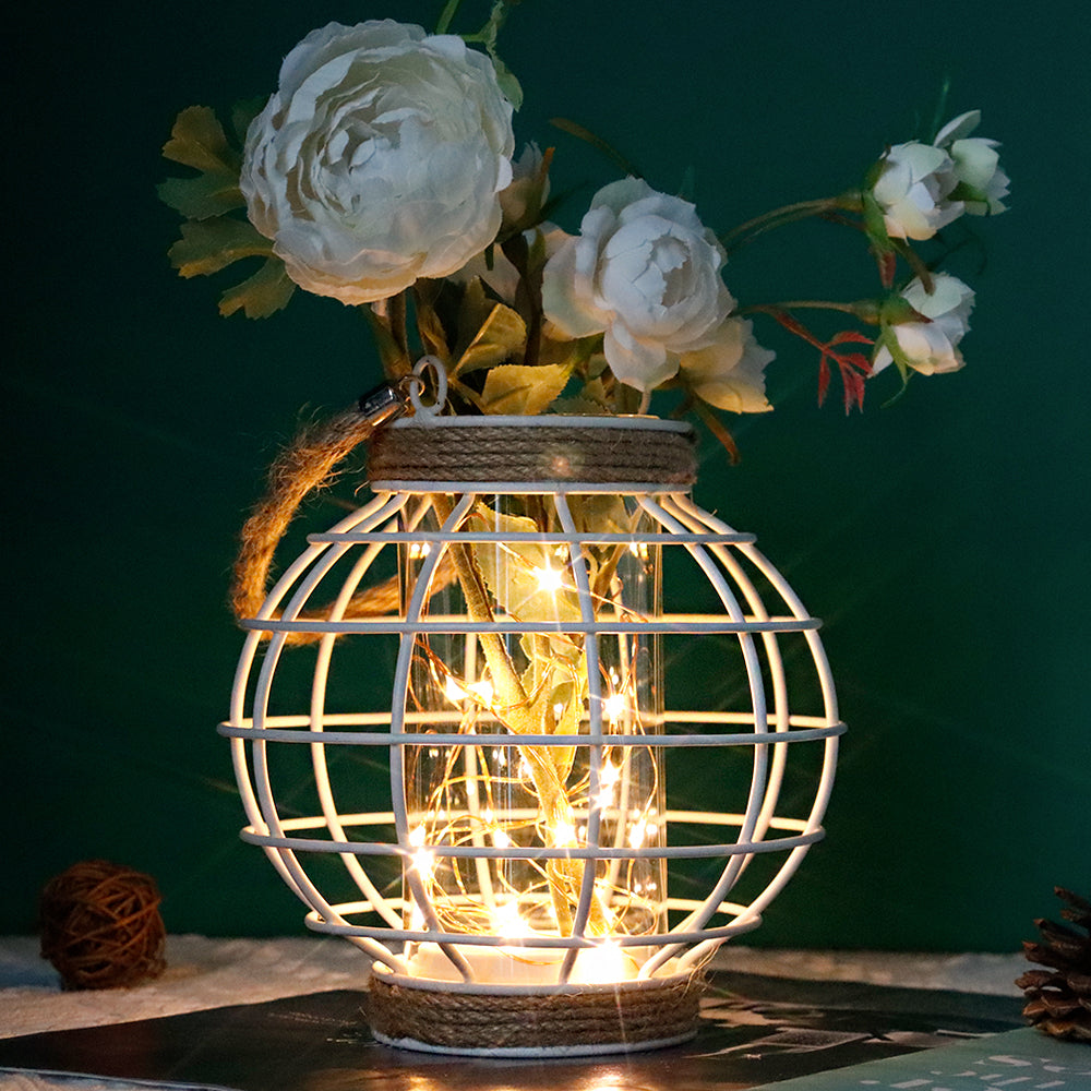 7.3" H Metal Cage LED Lantern Battery Powered Lamp-2