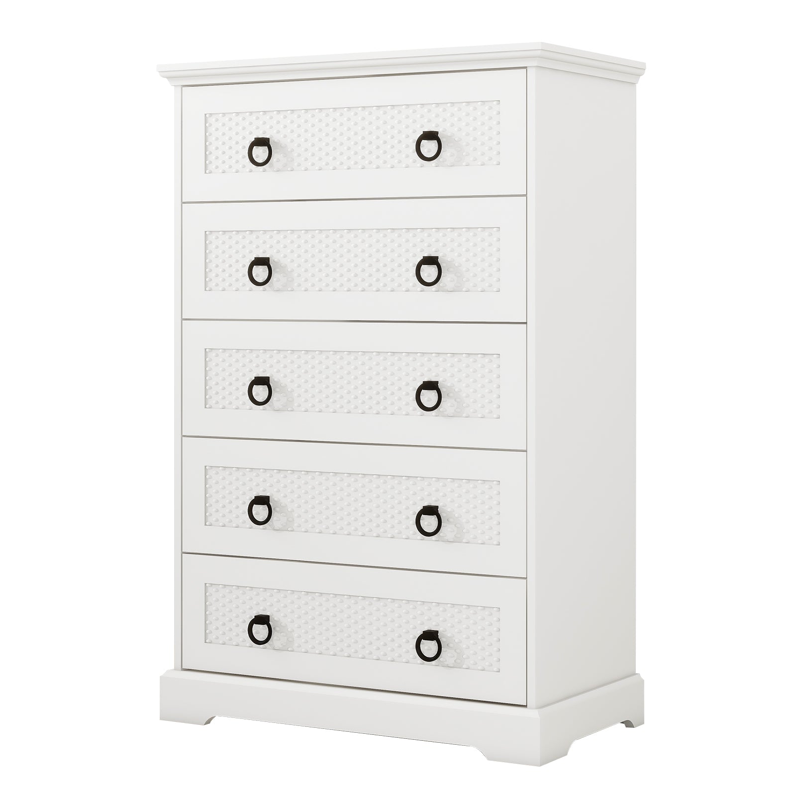 Modern 5-Drawer Dresser – 31.5" Wide Farmhouse Chest for Bedroom, Living Room, Entryway – White Tall Storage Cabinet