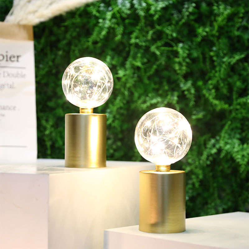 8" Tall Gold Battery Powered Table Lamp（Set of 2 ）-4