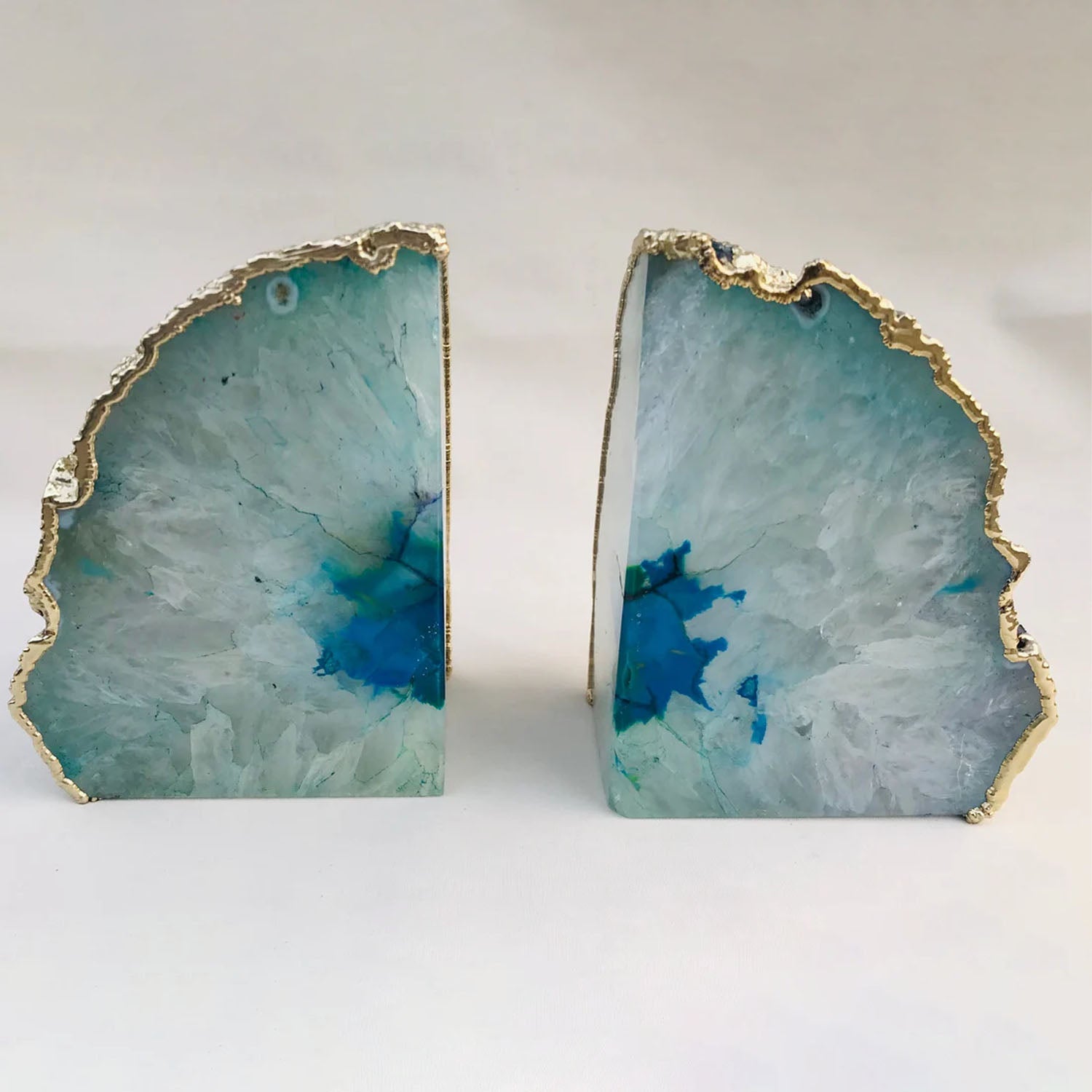 Aqua Plated Agate Bookends-0