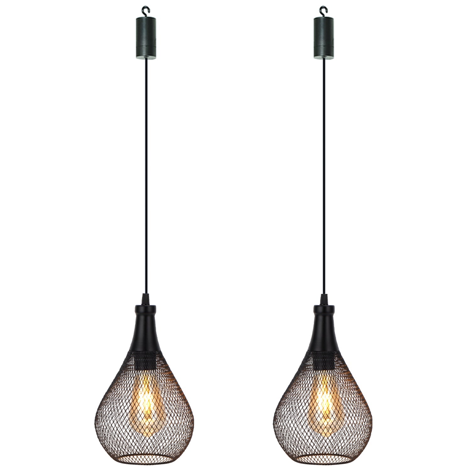 JHY DESIGN 2-Pack Hanging Lamps: Battery-Powered, Cordless, 6-Hr Timer, Teardrop (Indoor/Outdoor)-2