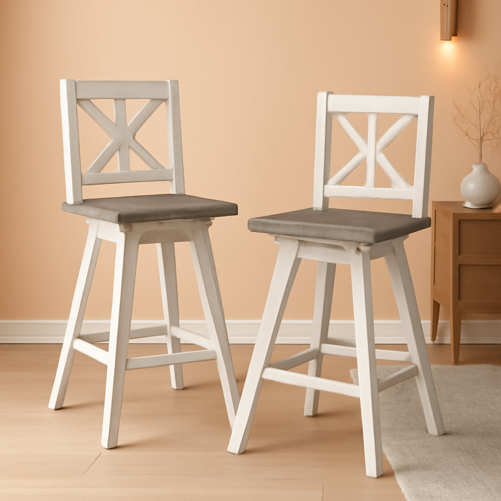 Amsonia Counter Height Swivel Barstool Set 2 White
