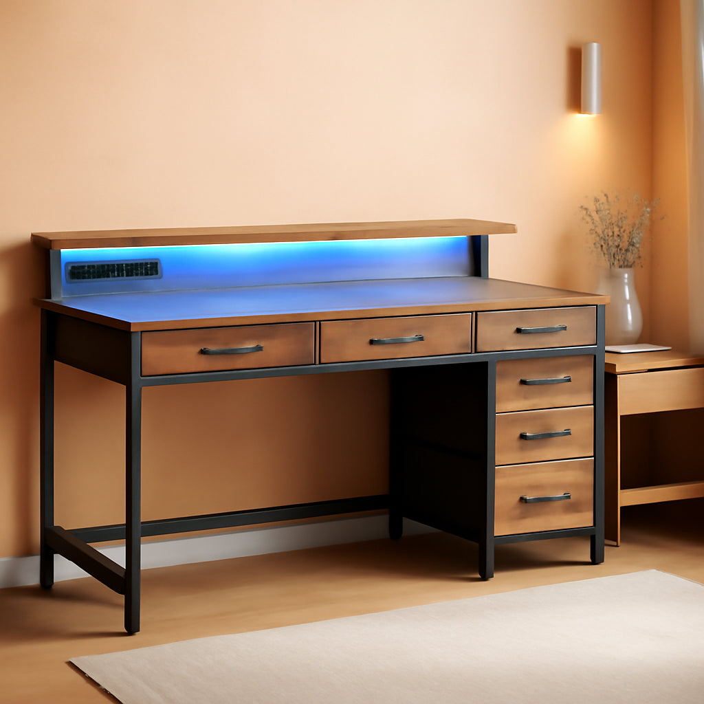 47Inch Gaming Desk With Led Lights For Home Office