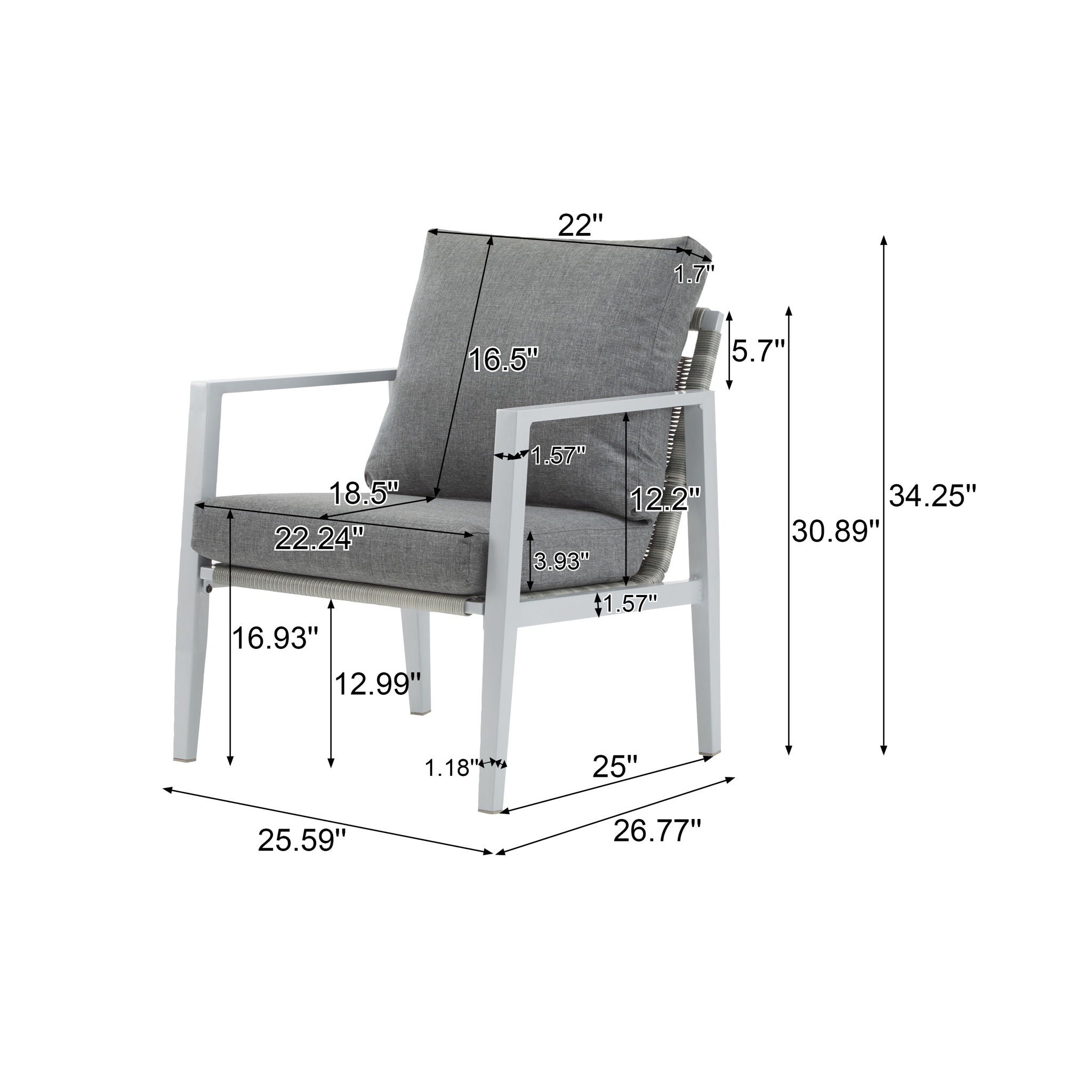 Modern Lounge Chair With Rope Accents And Cushions
