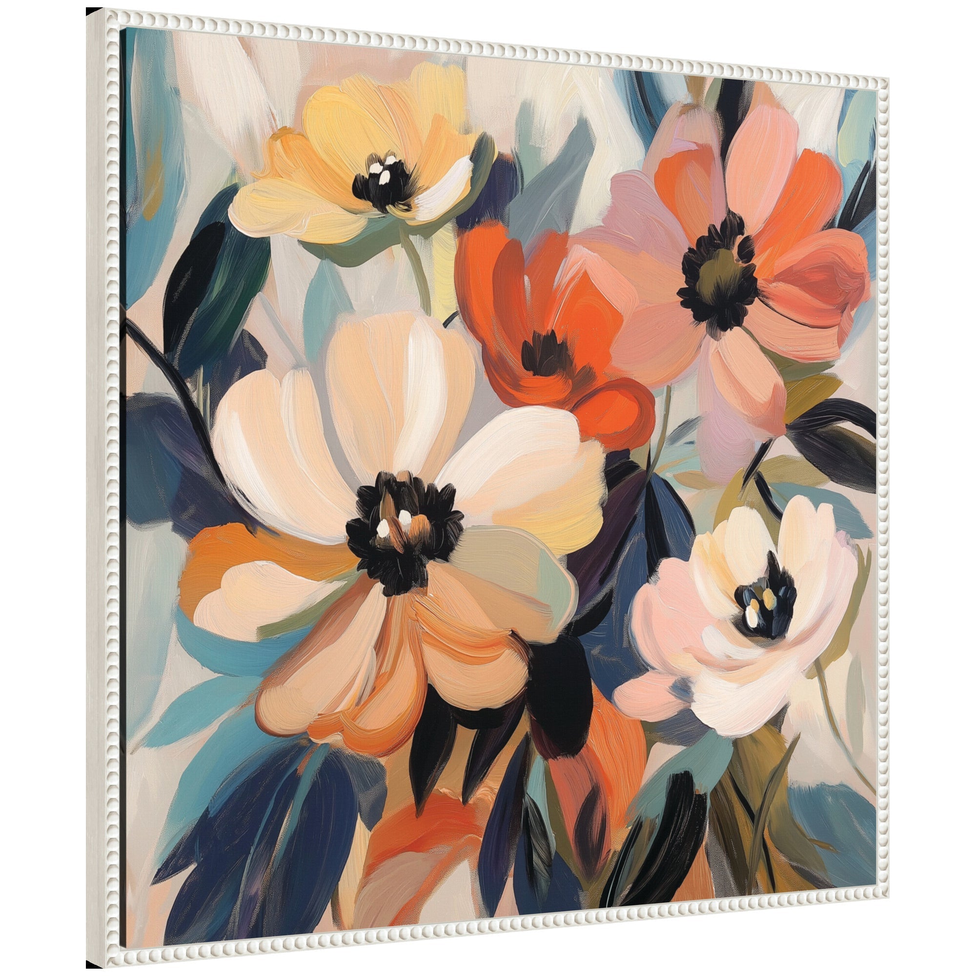 Sylvie Garden Bloom Abstract Bouquet III Framed Canvas by The Creative Bunch Studio