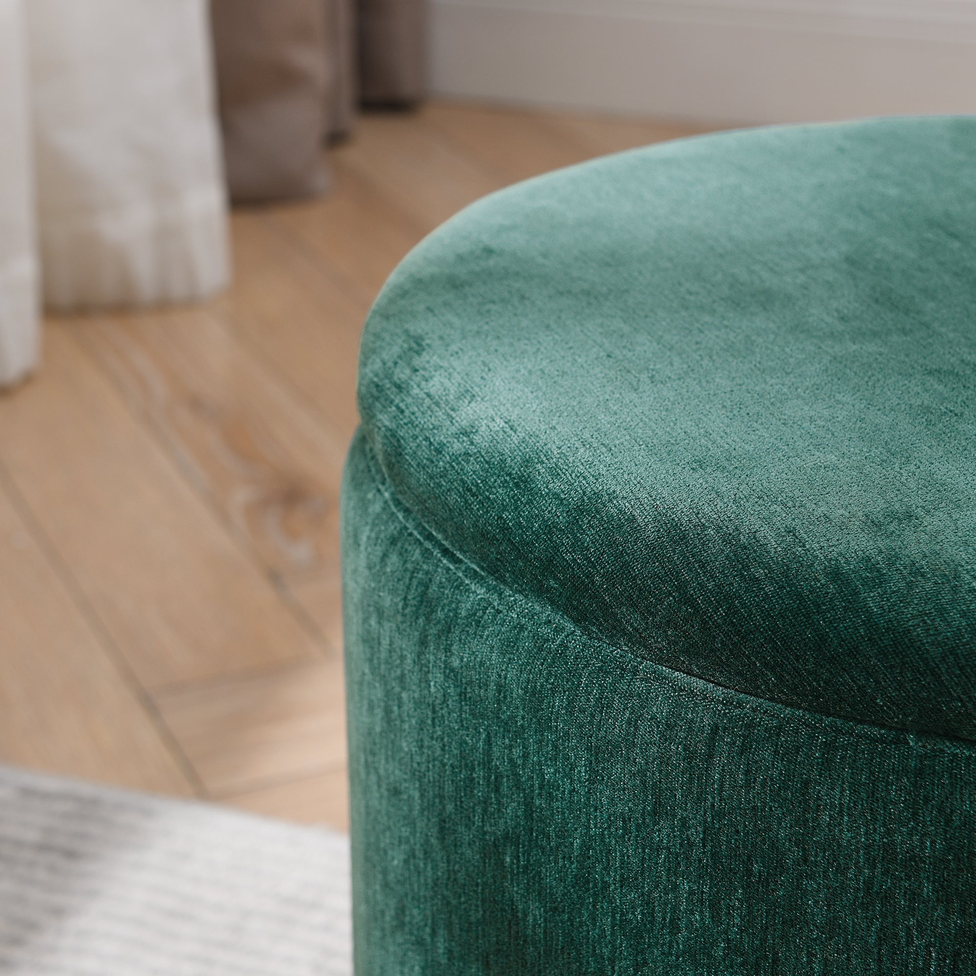 2-Piece Set Round Chenille Storage Ottoman