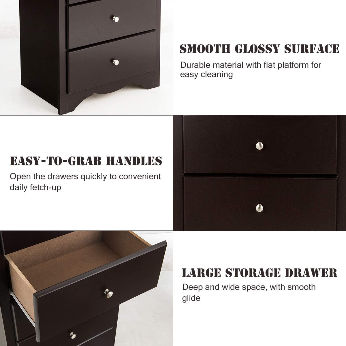 Brown Wood 6 Drawer Dresser For Bedroom Storage Unit