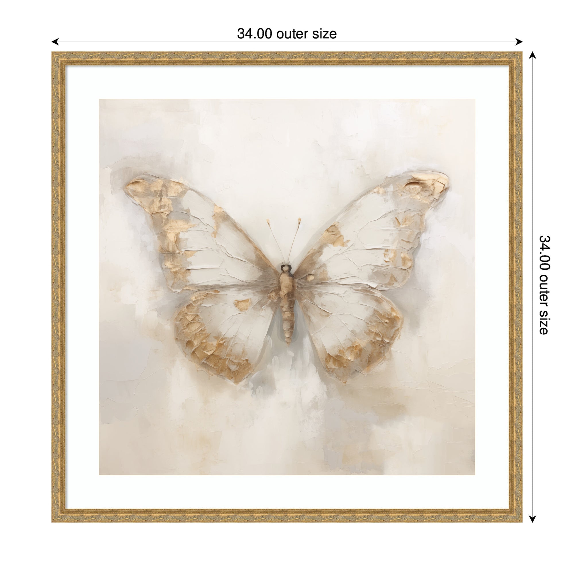 Framed Art Butterfly Neutral 2 by The Creative Bunch Studio