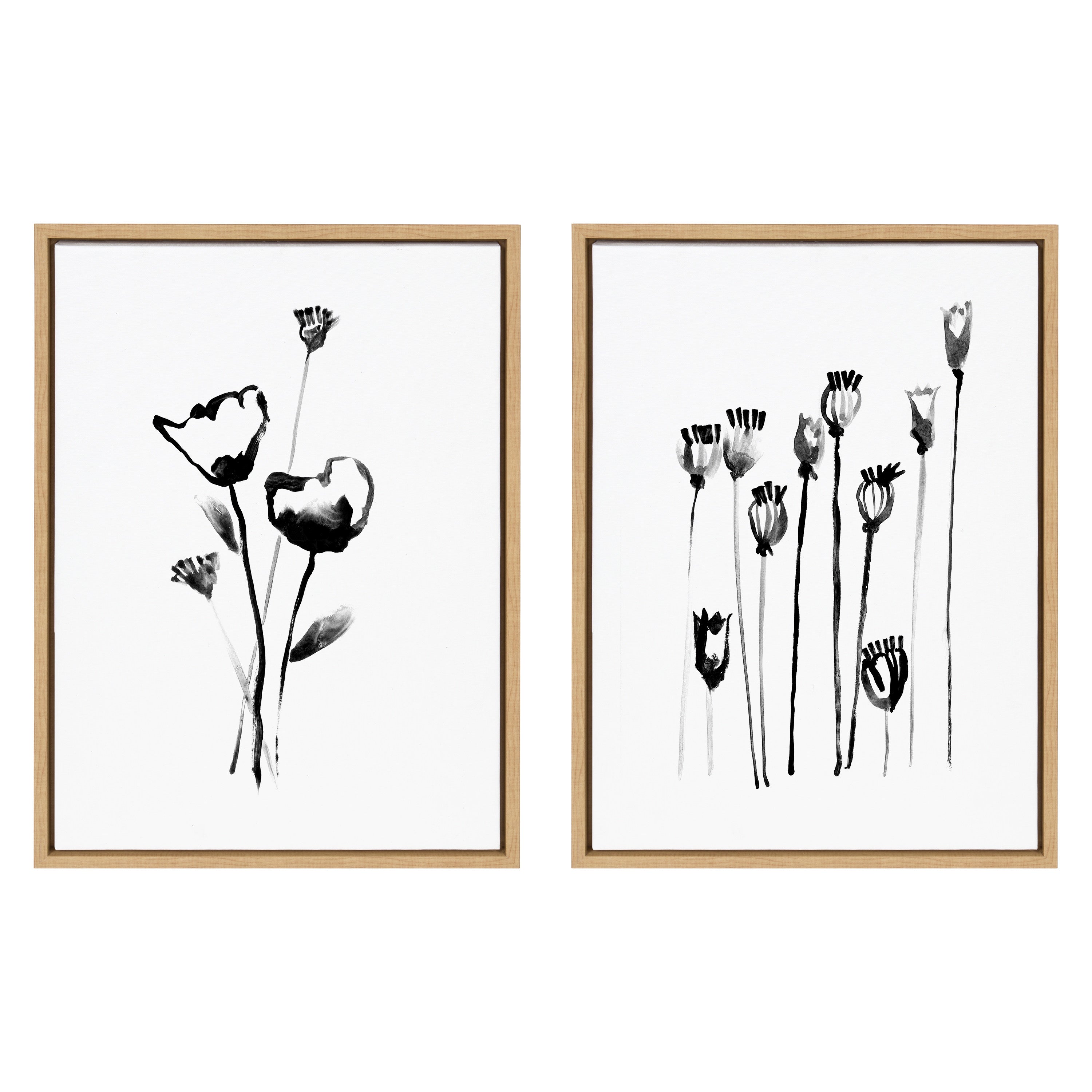 Sylvie Wildflowers and Seed Pods Framed Canvas Set by Teju Reval of SnazzyHues