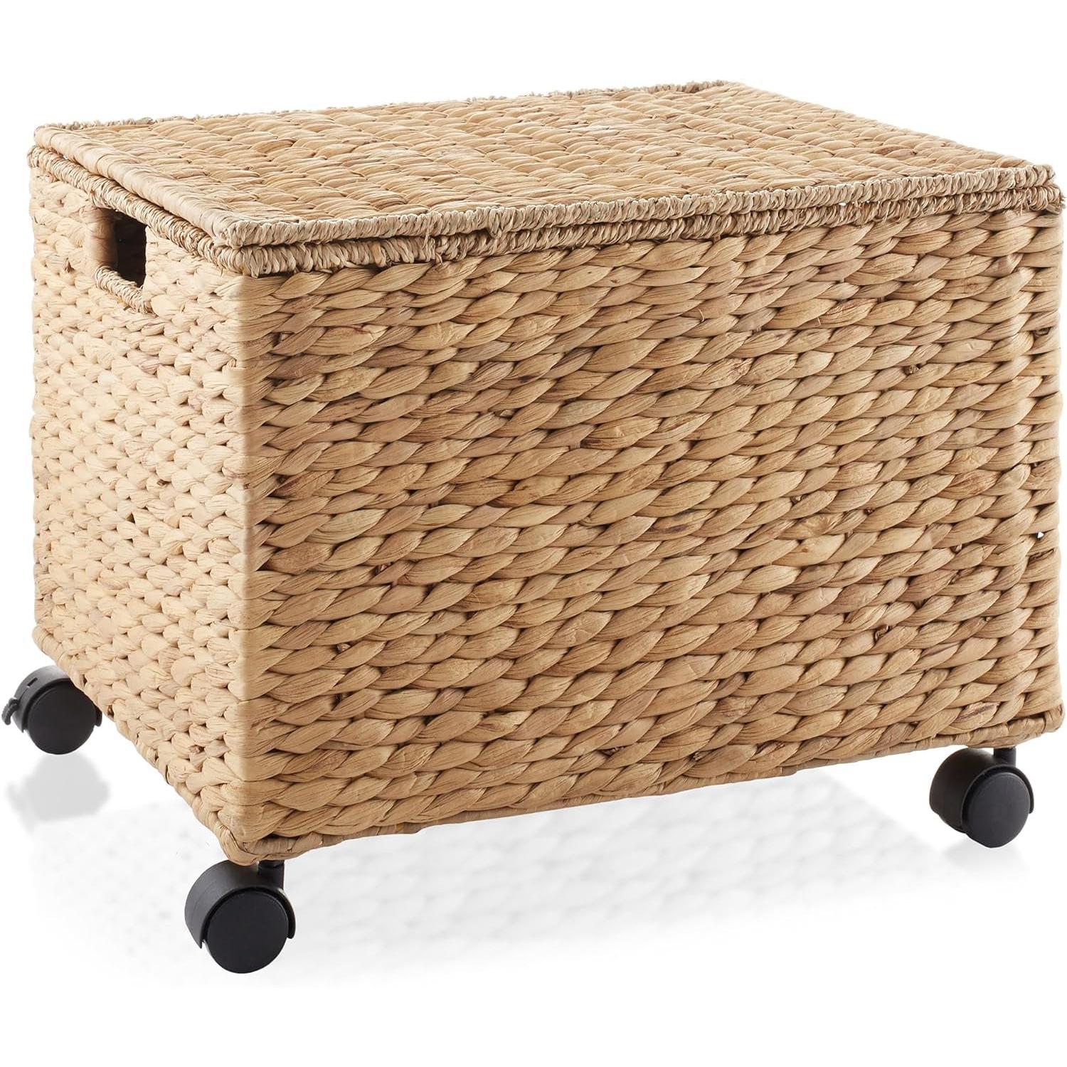 Rolling File Cabinet With Hanging Folders Natural Hyacinth