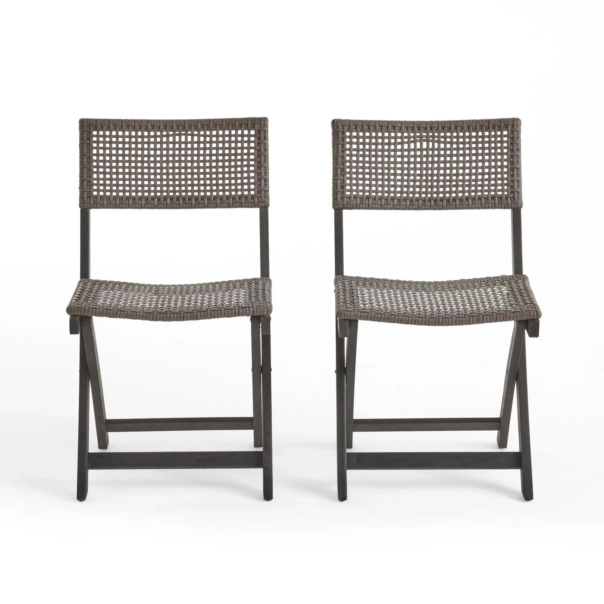 Bistro Foldable Chair With Wicker Backrest