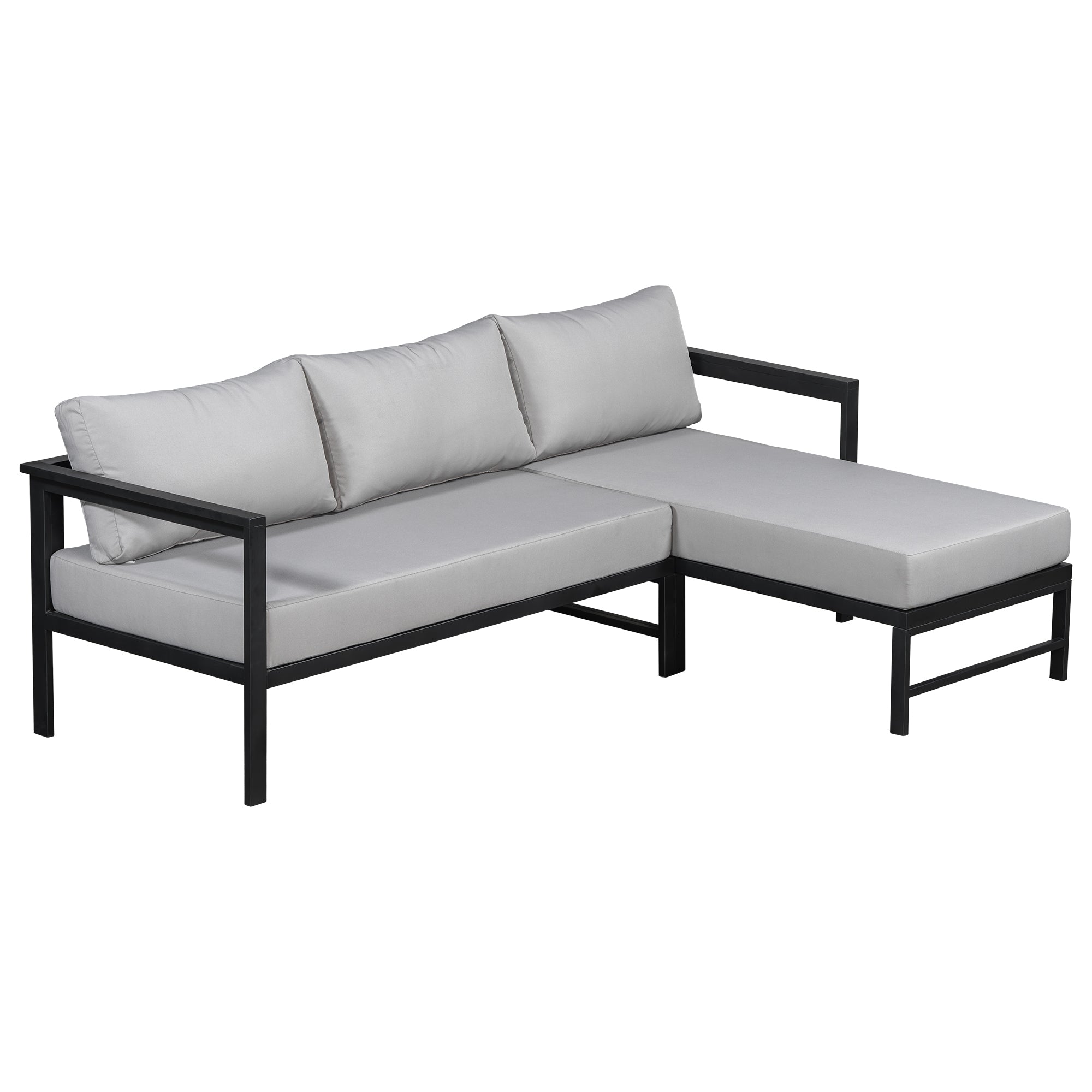 U_style Outdoor L-Shaped Sofa with Iron Frame and Ultra-Thick Cushions