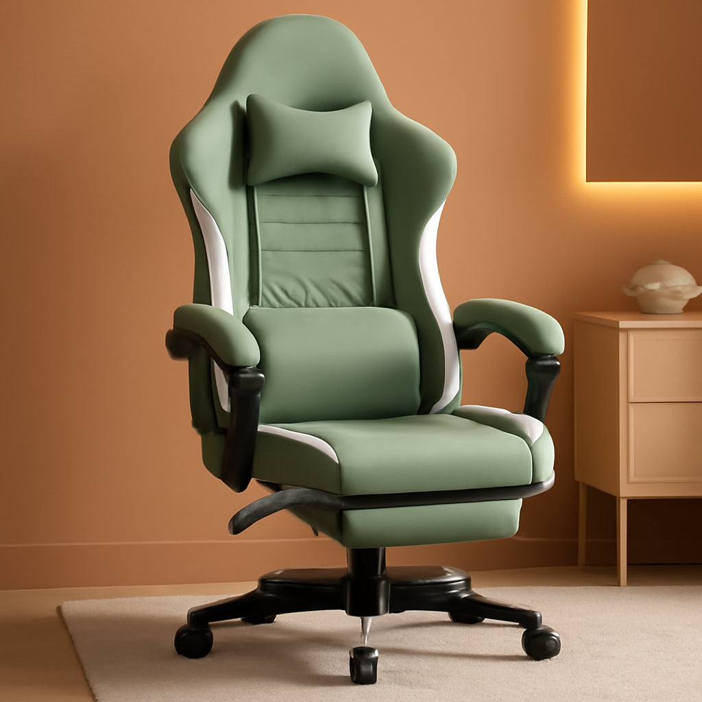 Gaming Chair With Pocket Spring Cushion And Footrest Green