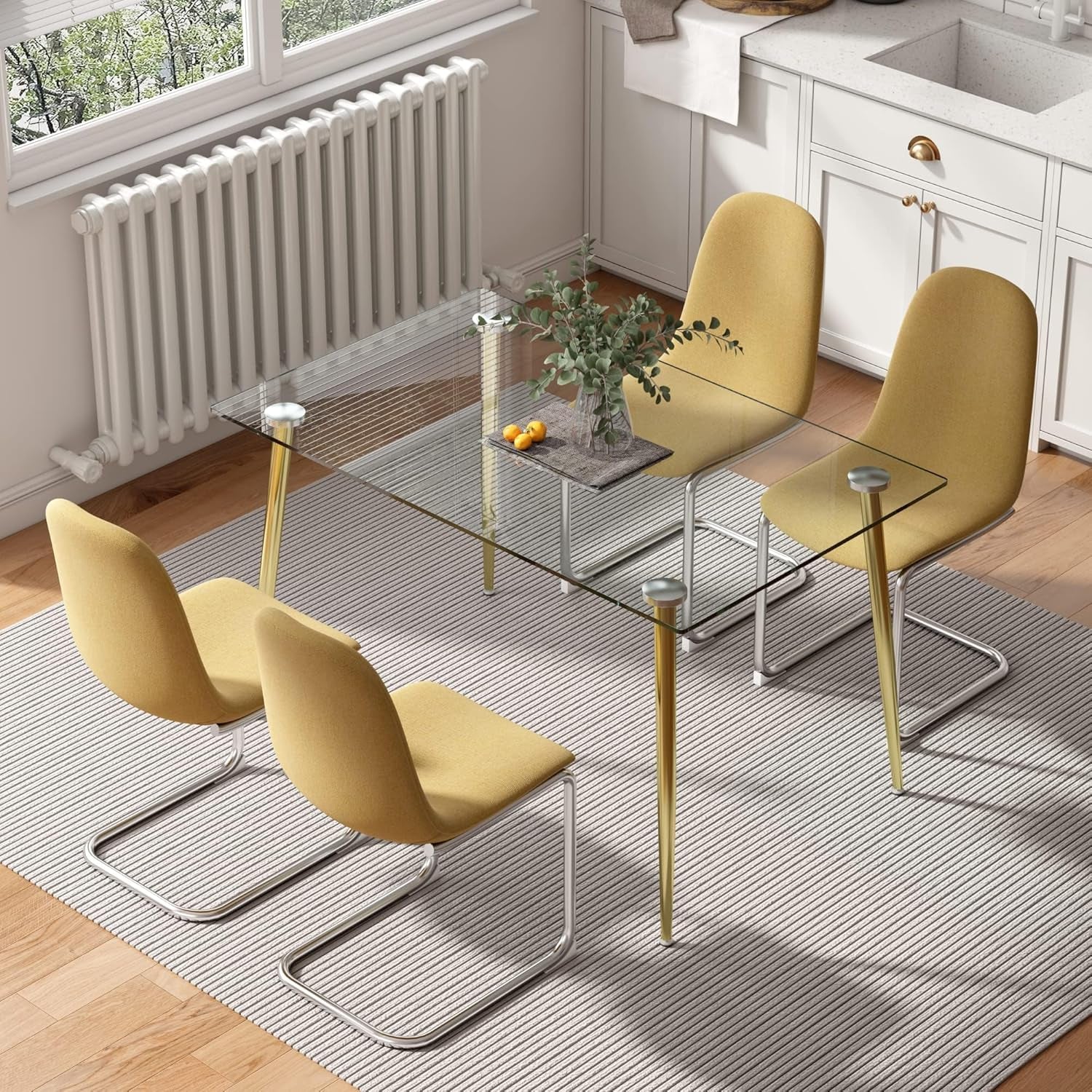 Glass Dining Table For 4 51 Inch Tempered Glass Gold Legs