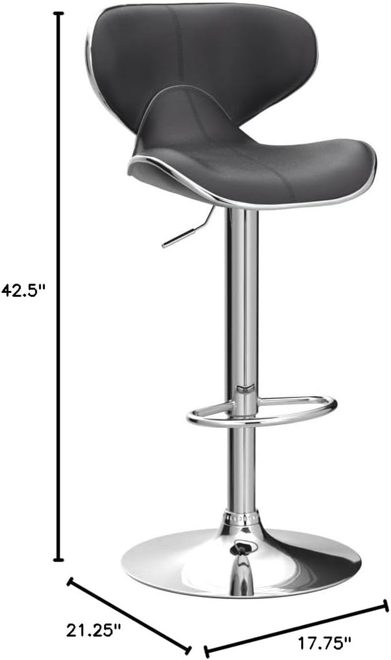 Two Brown Airlift Swivel Barstools With Chrome Base Adjustable Height 360 Degree Rotation