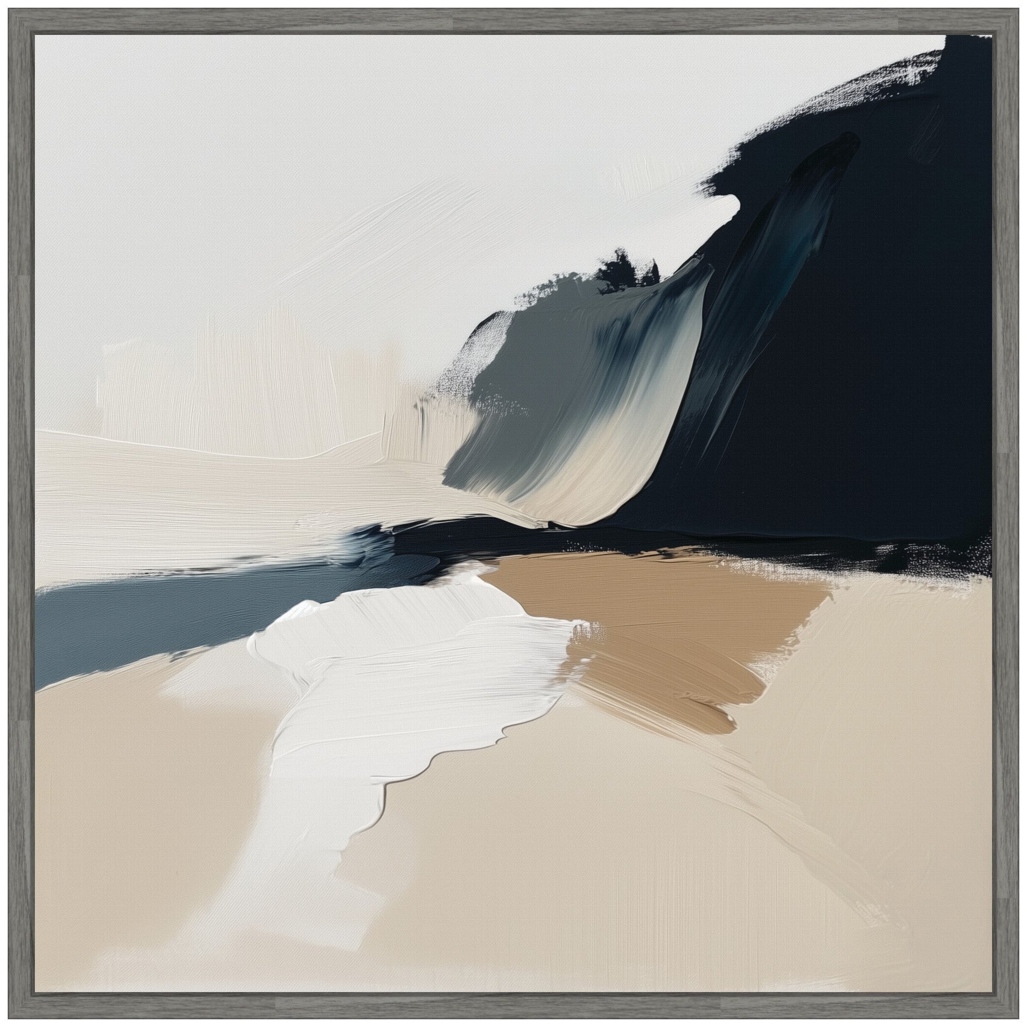 Sylvie Coastal Sand Modern Abstract Landscape II Framed Canvas by The Creative Bunch Studio