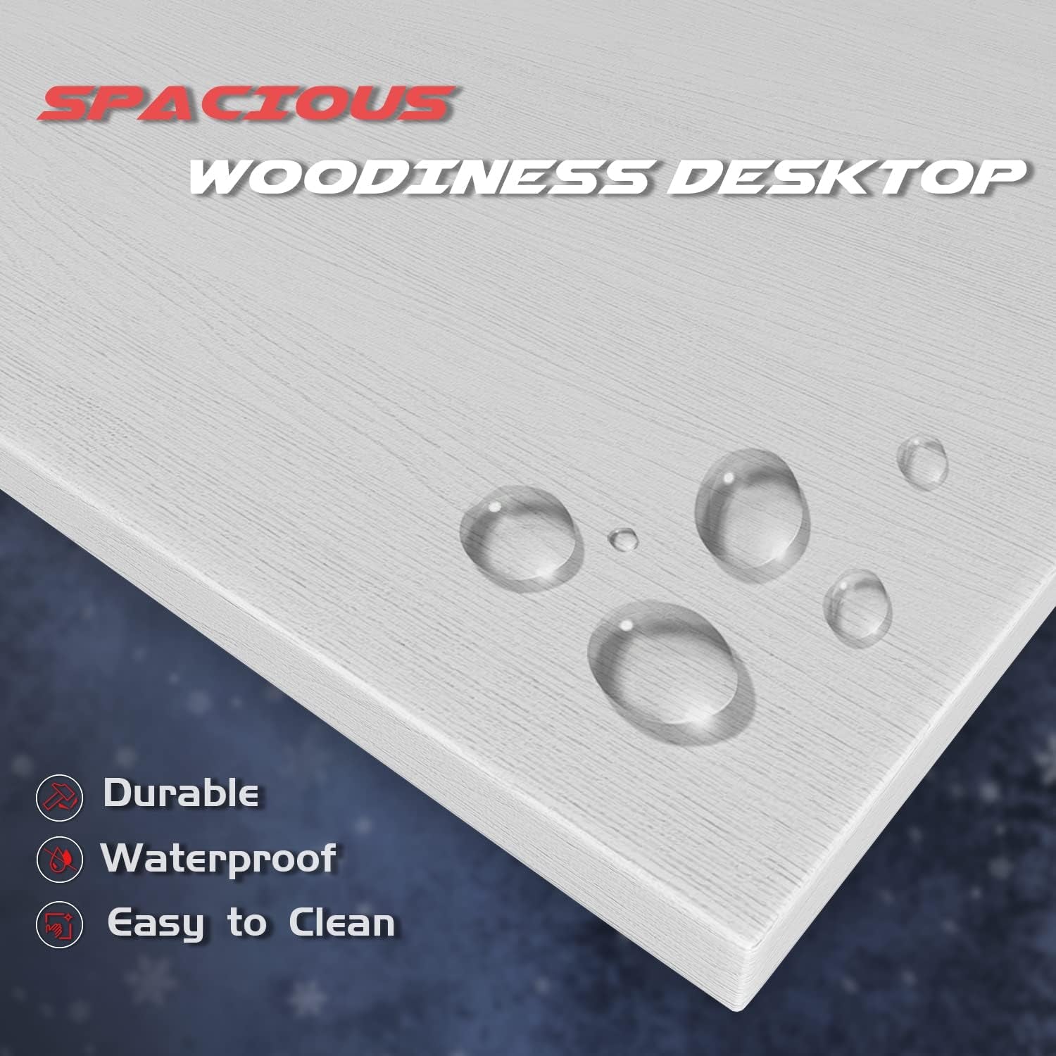 L Shaped Gaming Desk 51 Inch Monitor Riser Classical White