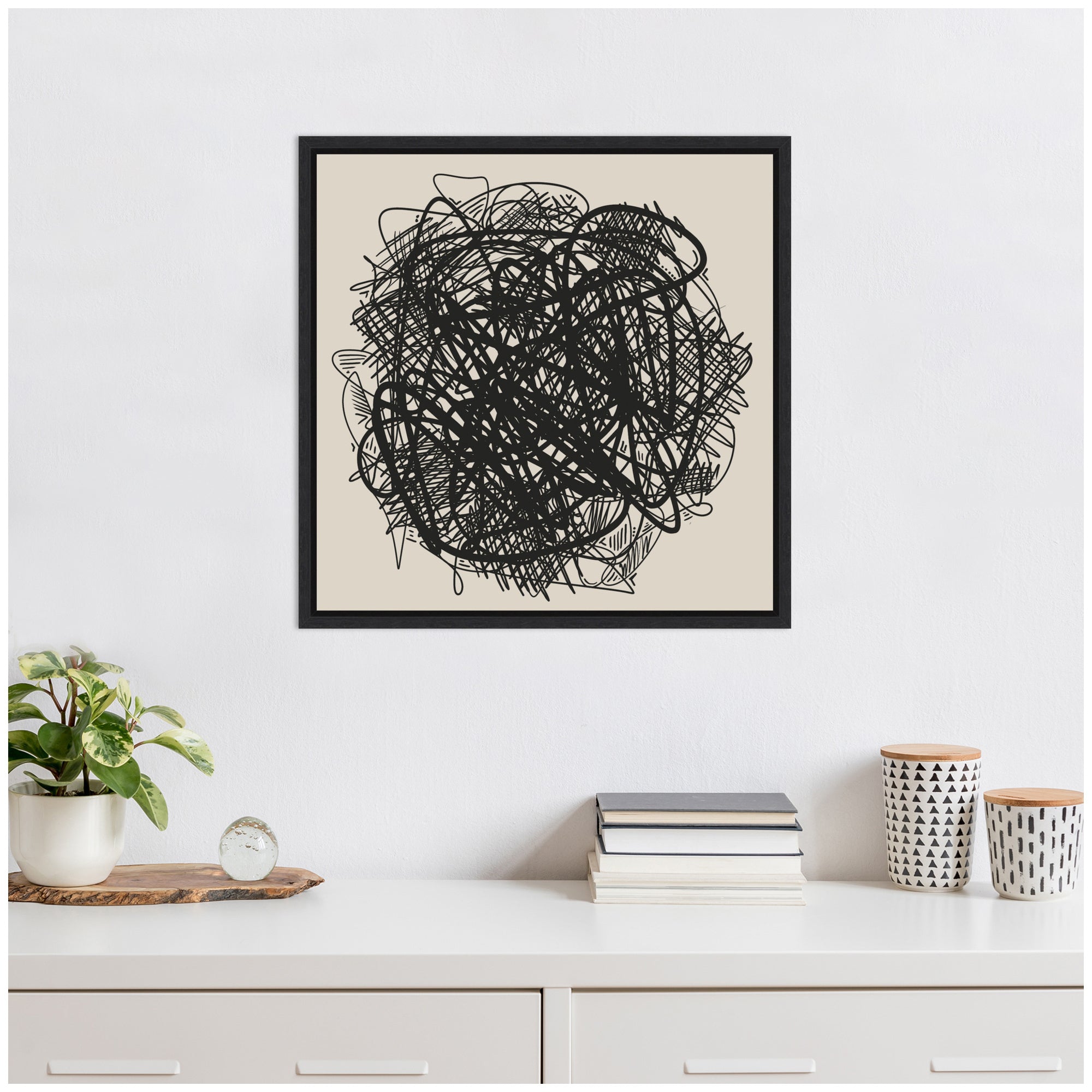 Modern Abstract Linework Loofah by The Creative Bunch Studio Framed Canvas Wall Art Print