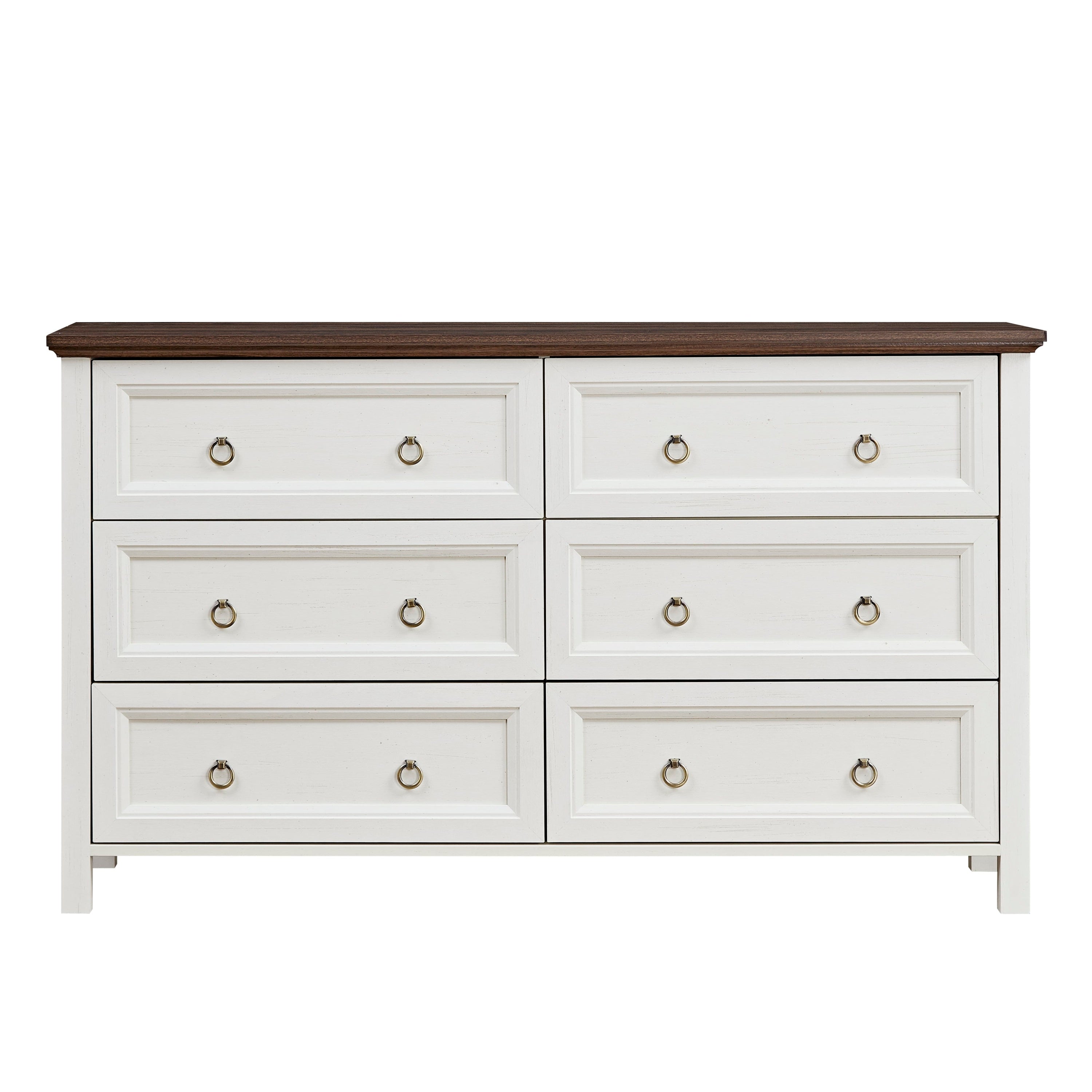 Farmhouse 6 Drawers Dresser for Bedroom,