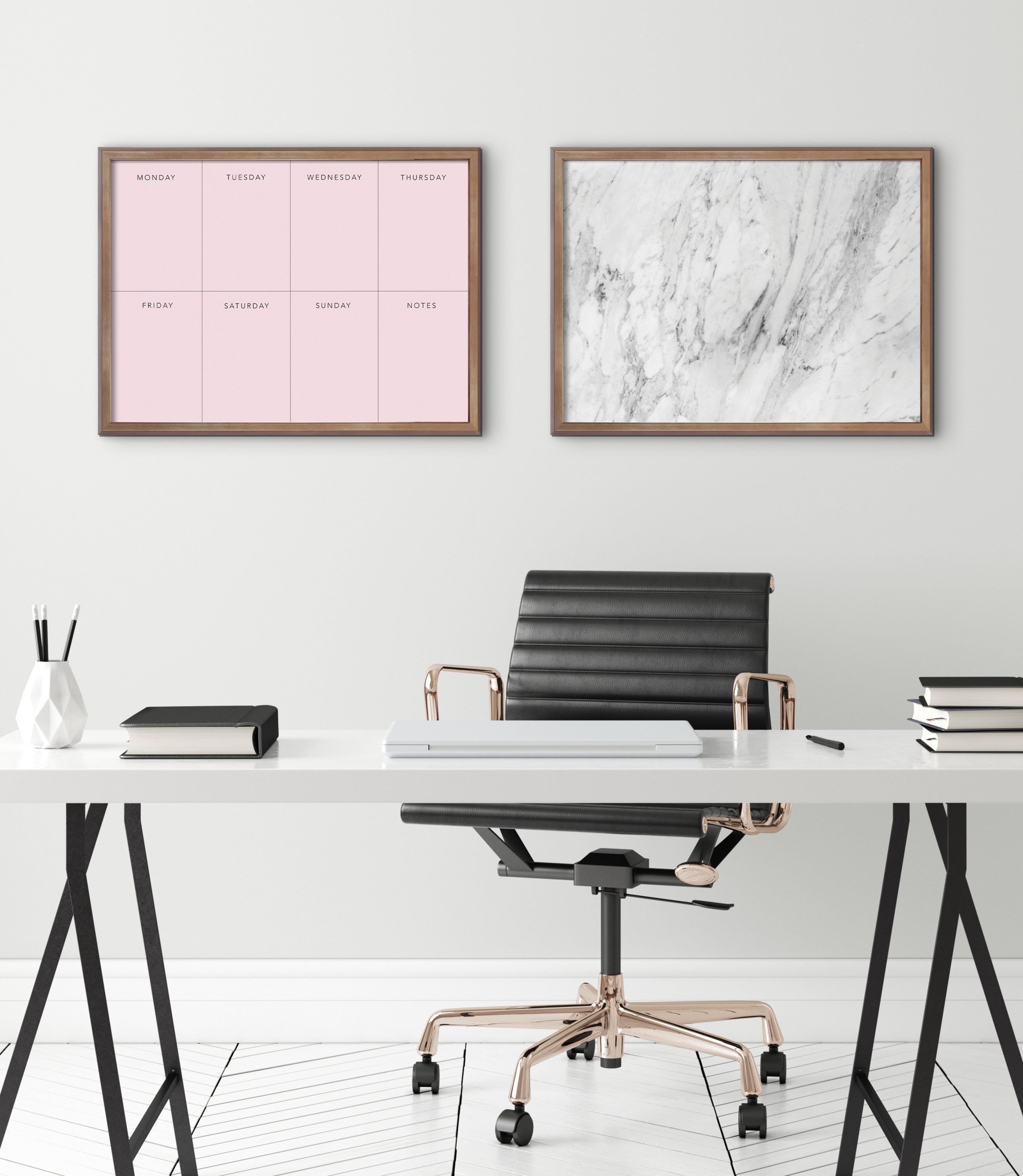 Blake Gray Marble Framed Printed Glass by The Creative Bunch Studio